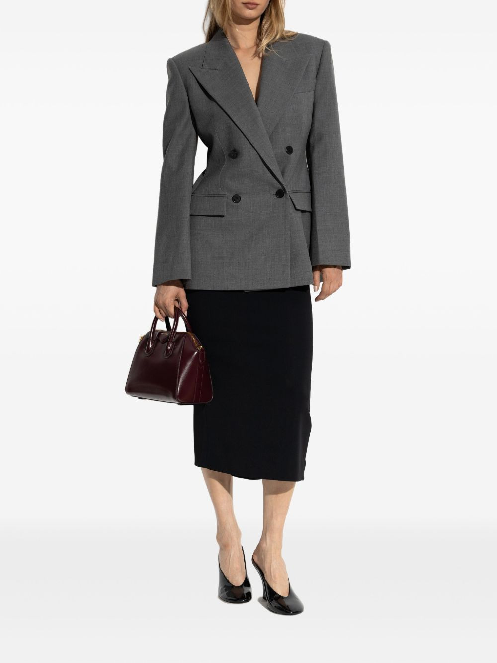 padded-shoulder double-breasted jacket - 2