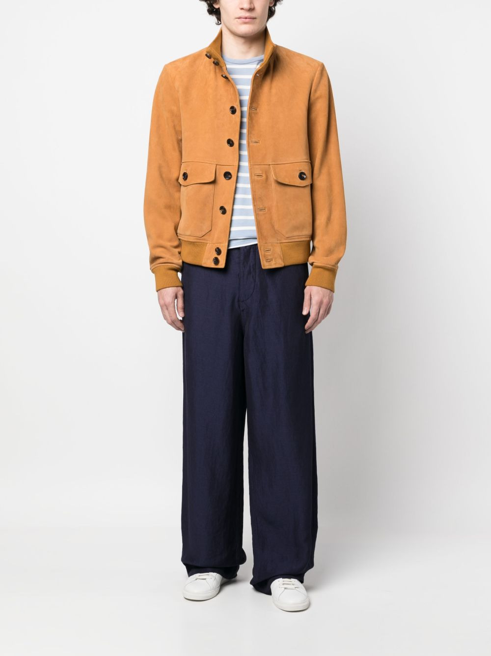 wide-leg linen-blend trousers - 2