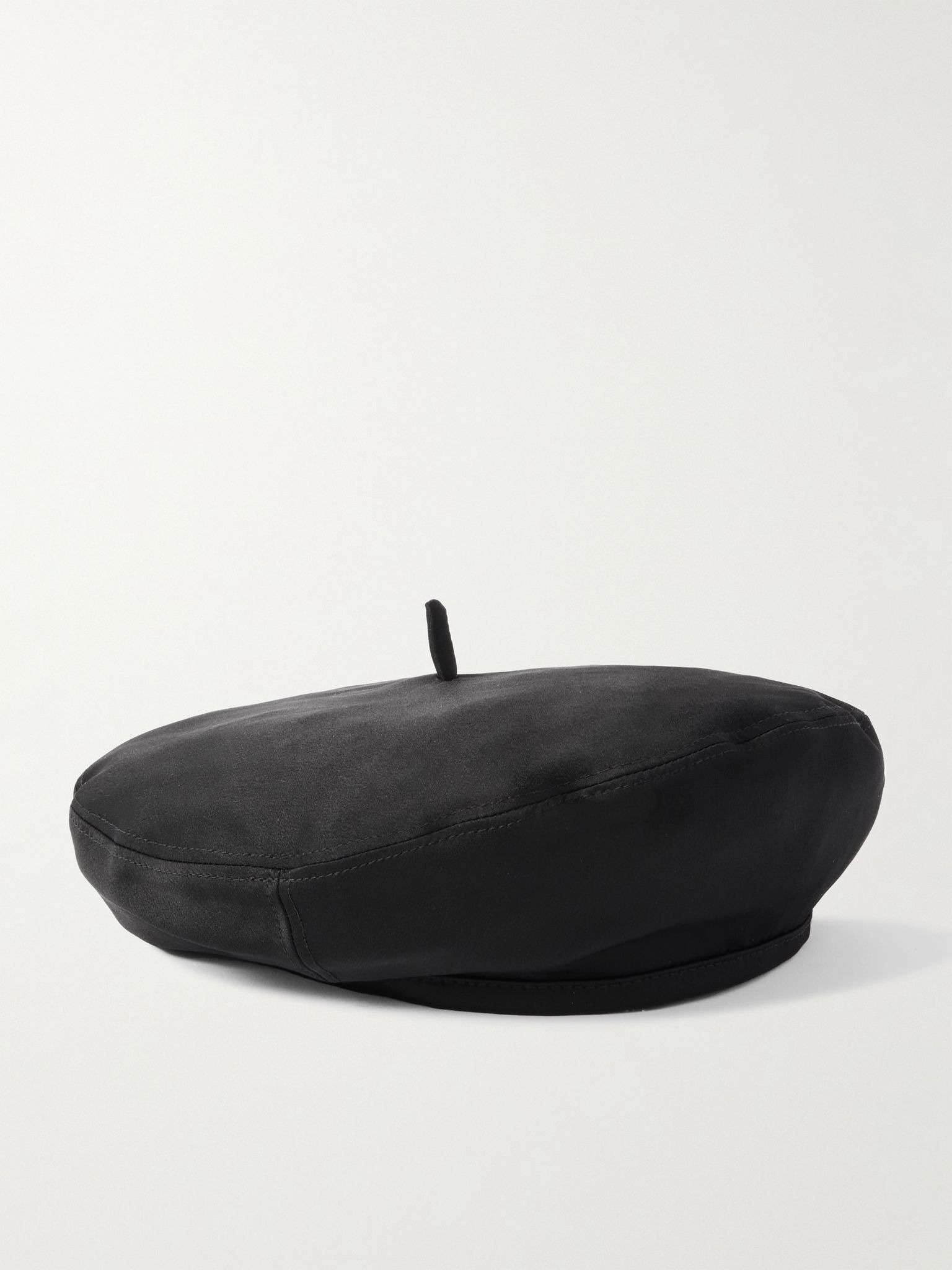 Anna washed-silk beret Black - 1