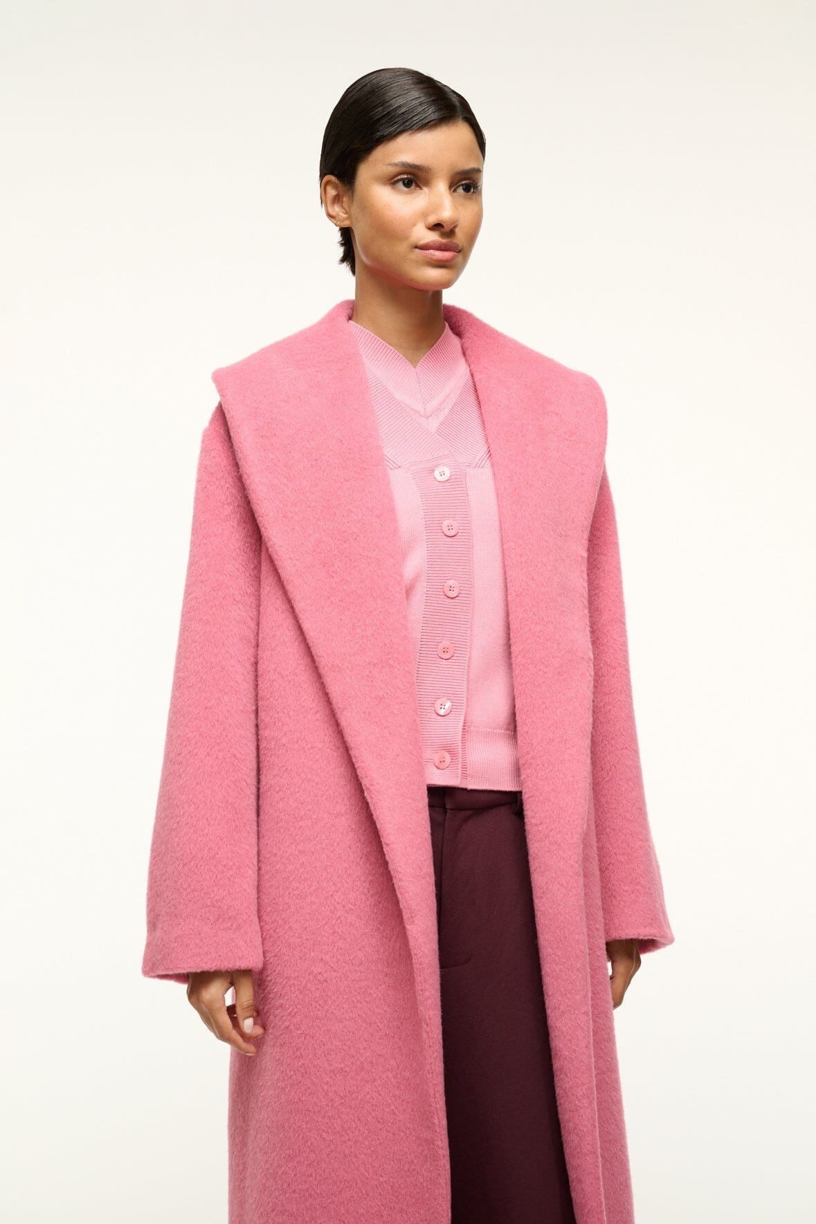 STAUD DAKOTA COAT DAMASK PINK - 5