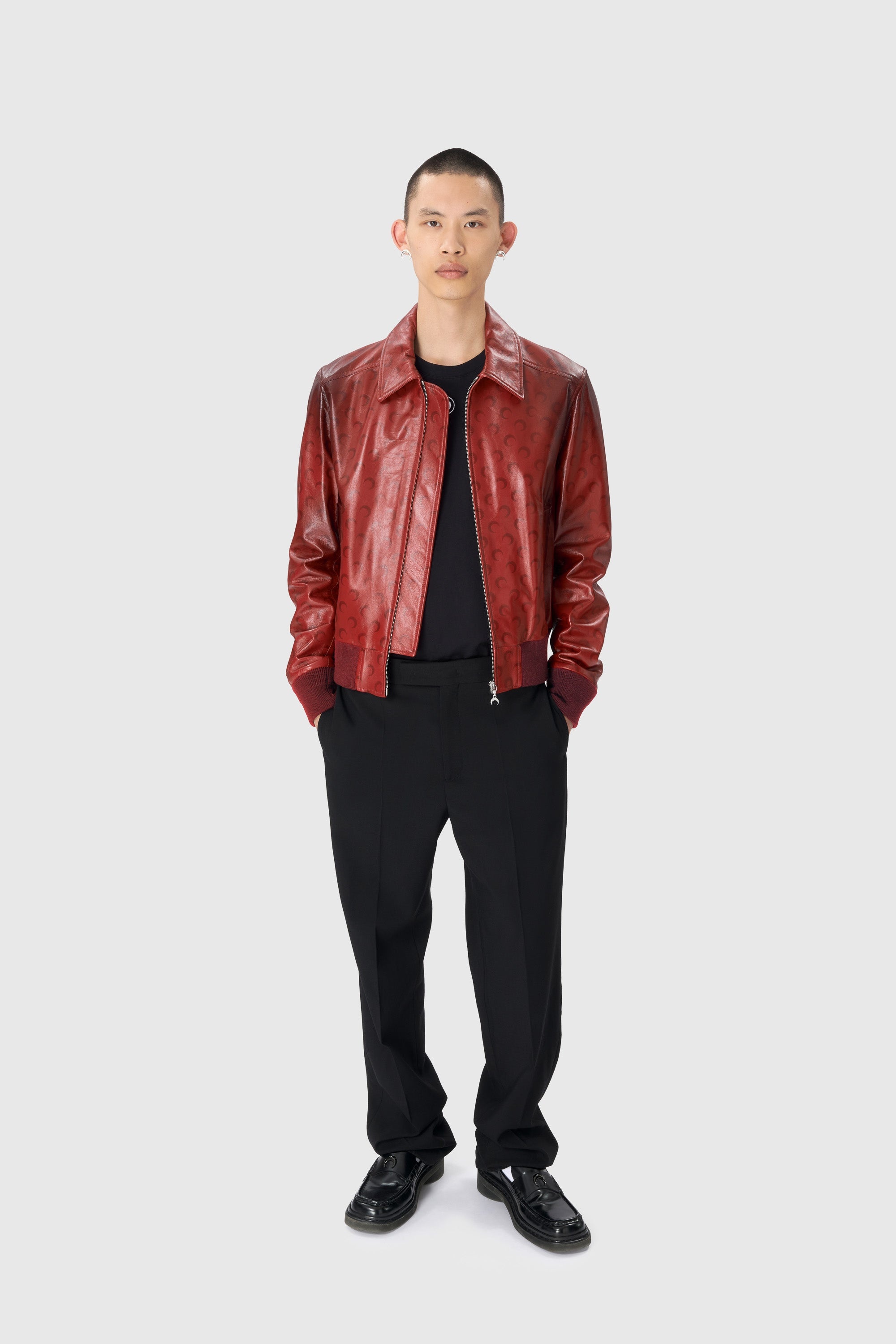 Moon Airbrushed Leather Bomber Jacket - 2