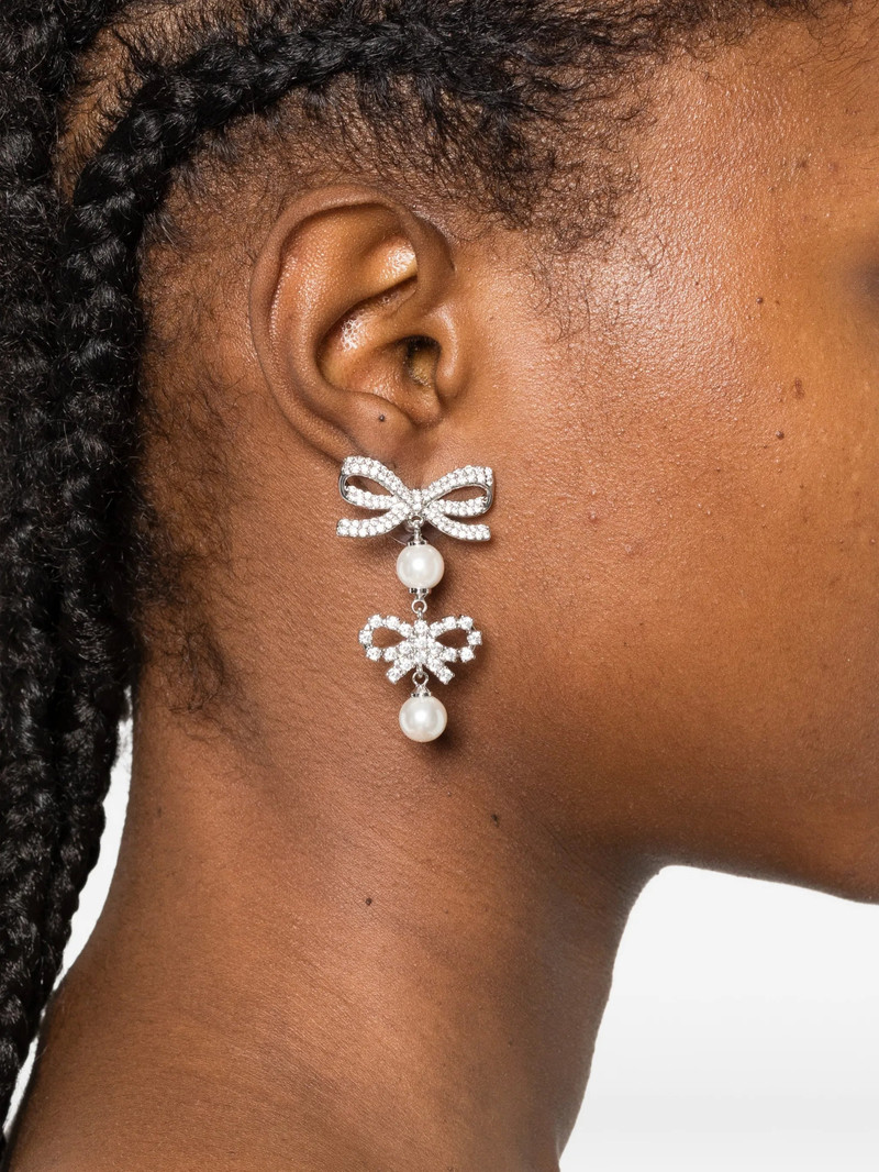 self-portrait Self-portrait Double-bow Pearl-drop Earrings outlook