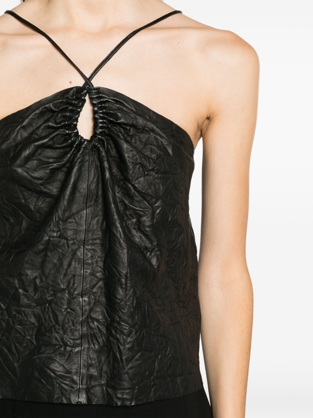 Cidonie crinkled leather top - 5