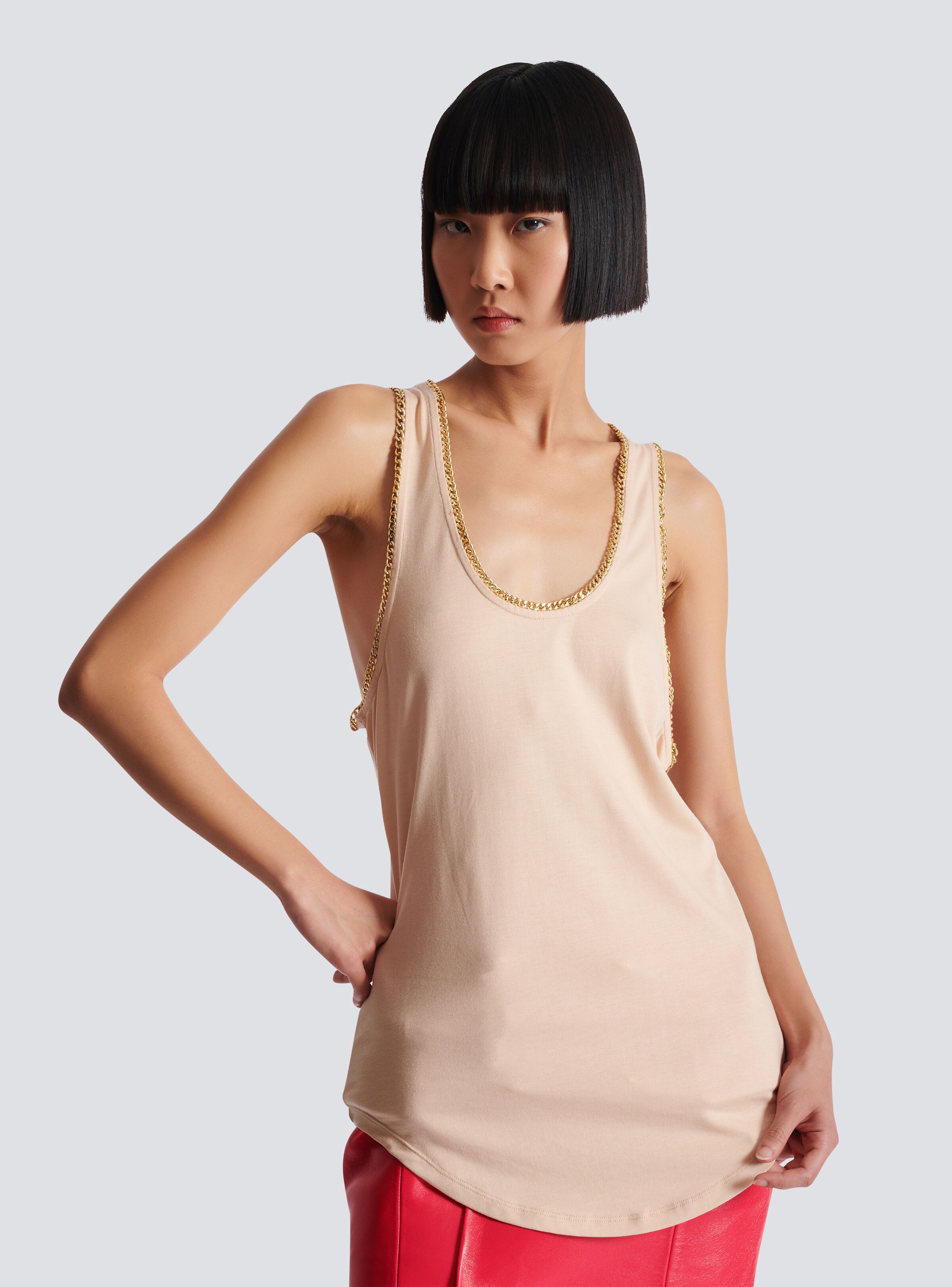 Relaxed jersey tank top with chains - 6