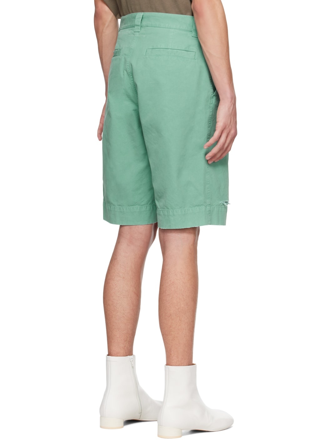 Green Distressed Shorts - 3