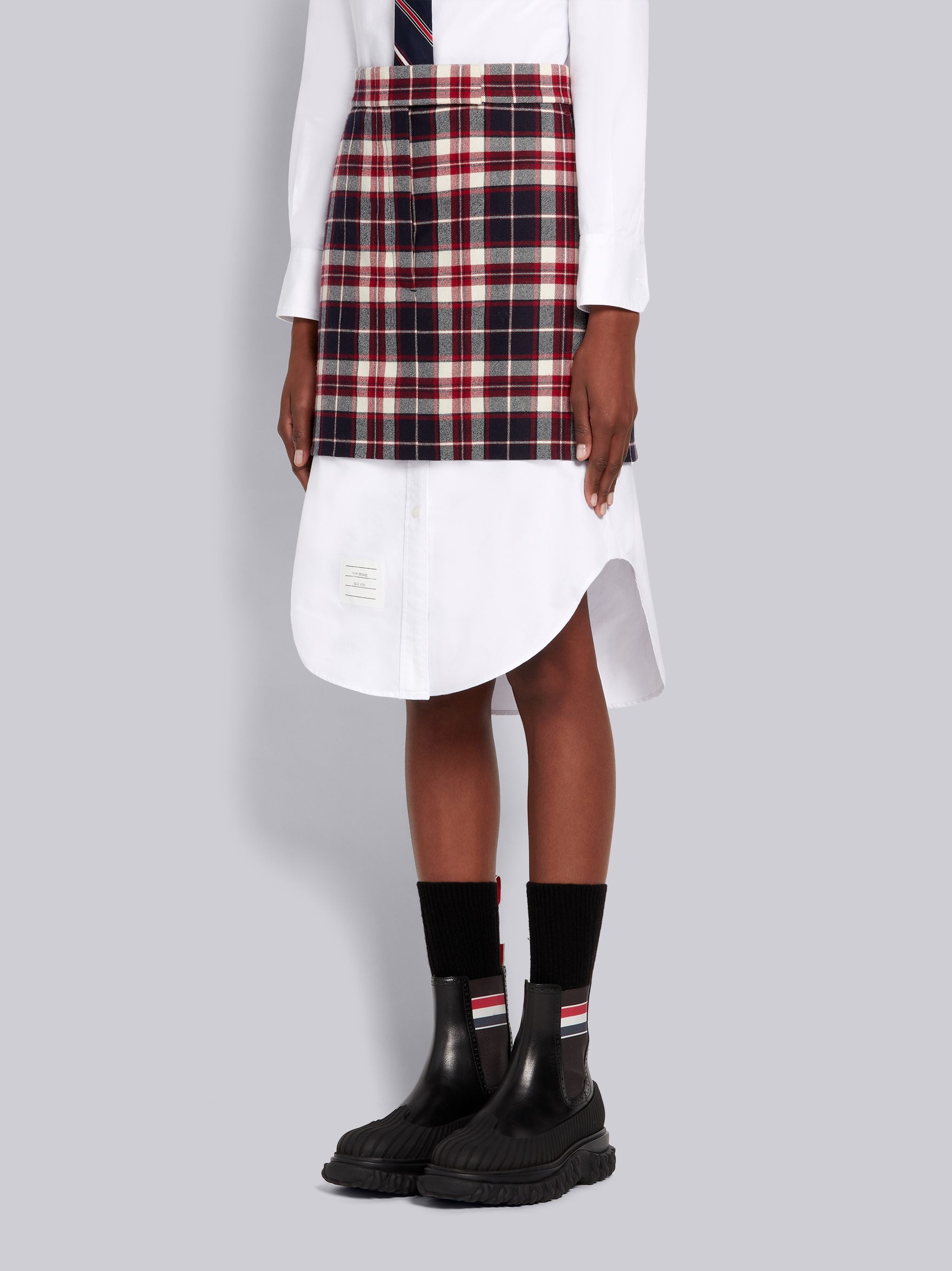 Multicolor Tartan Check Wool Flannel Suiting Mini Sack Skirt - 2