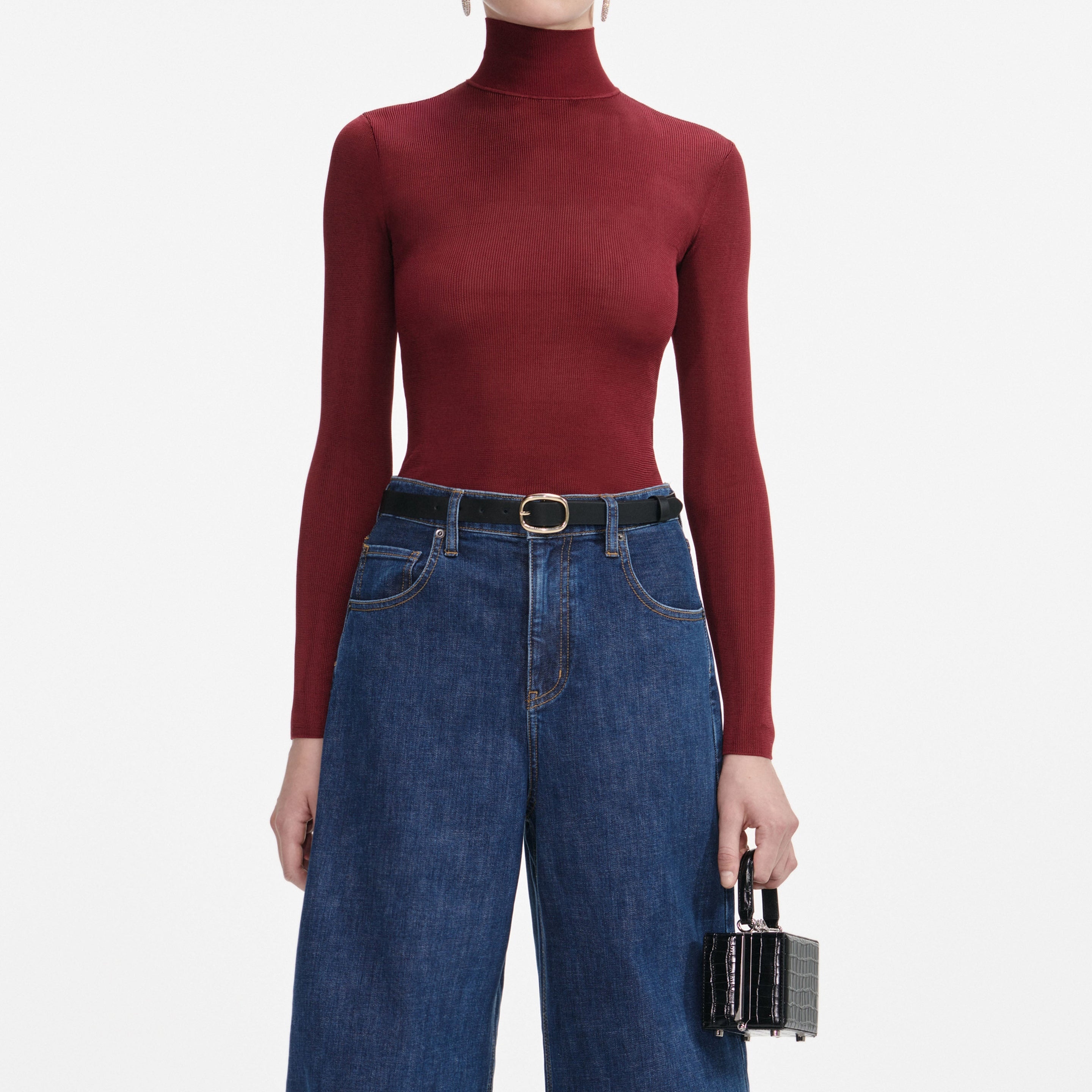 Burgundy Viscose Knit Top - 4