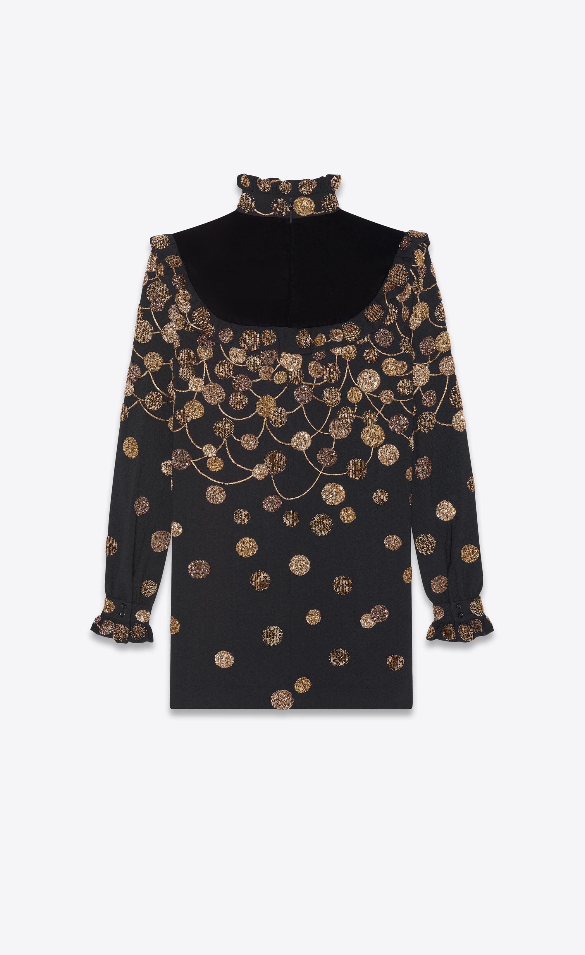 embroidered mini dress in sablé saint laurent - 2