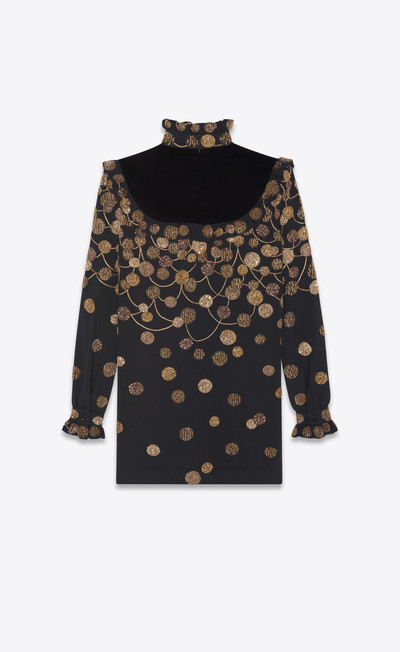 SAINT LAURENT embroidered mini dress in sablé saint laurent outlook