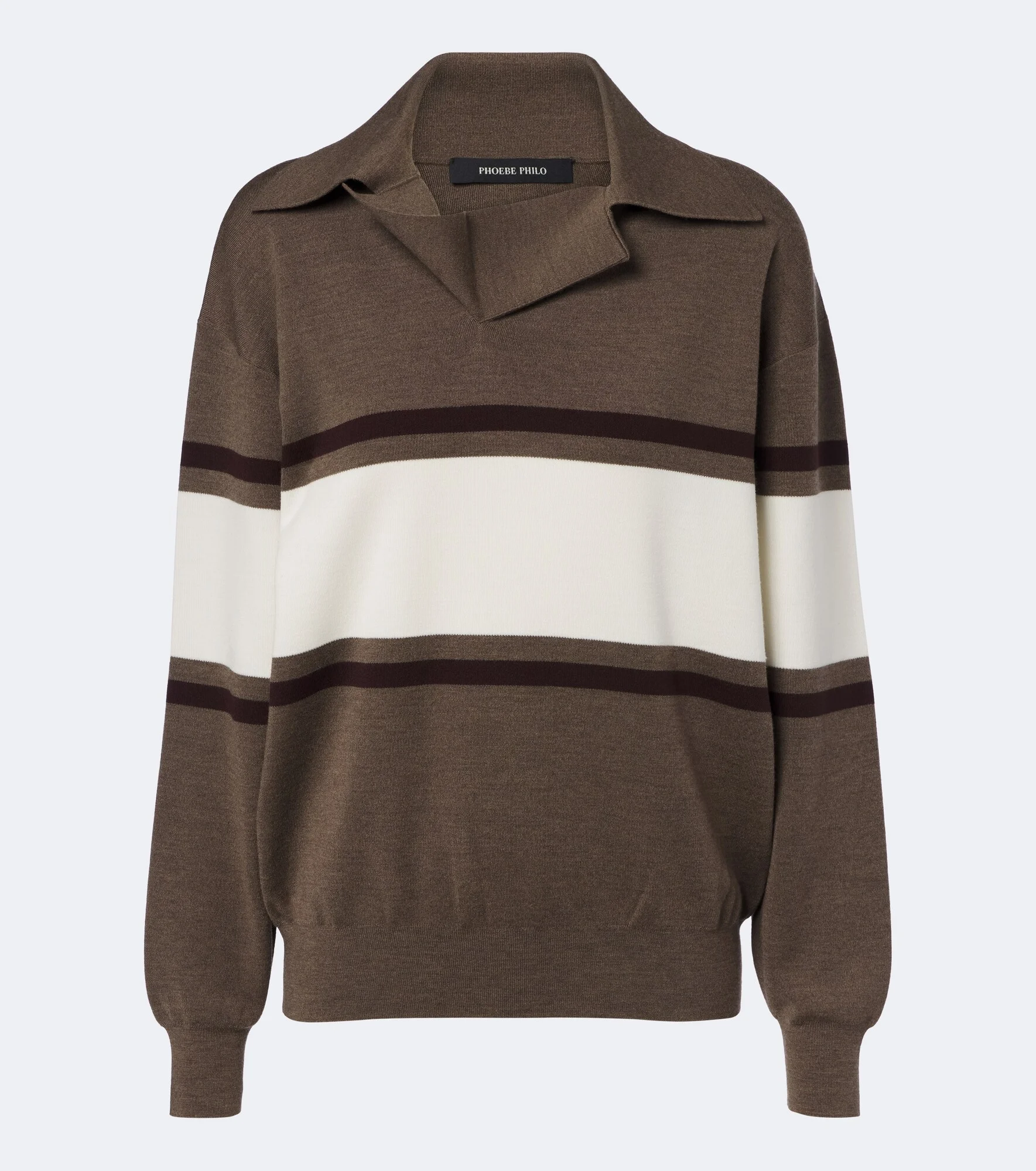 Striped wool polo sweater - 1