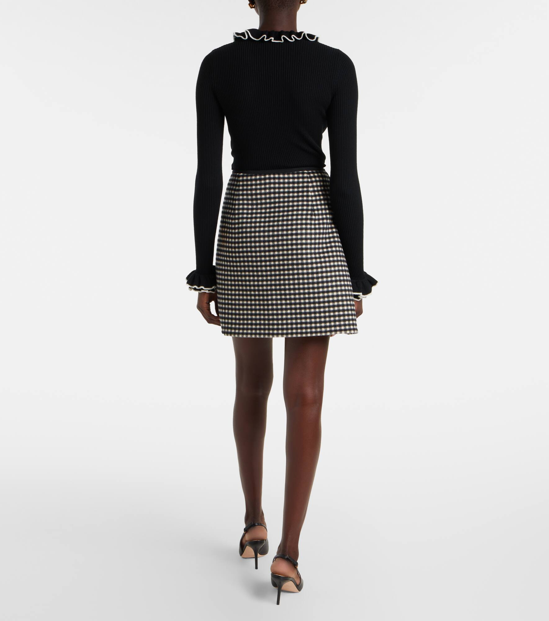 Gingham wool and cashmere miniskirt - 3