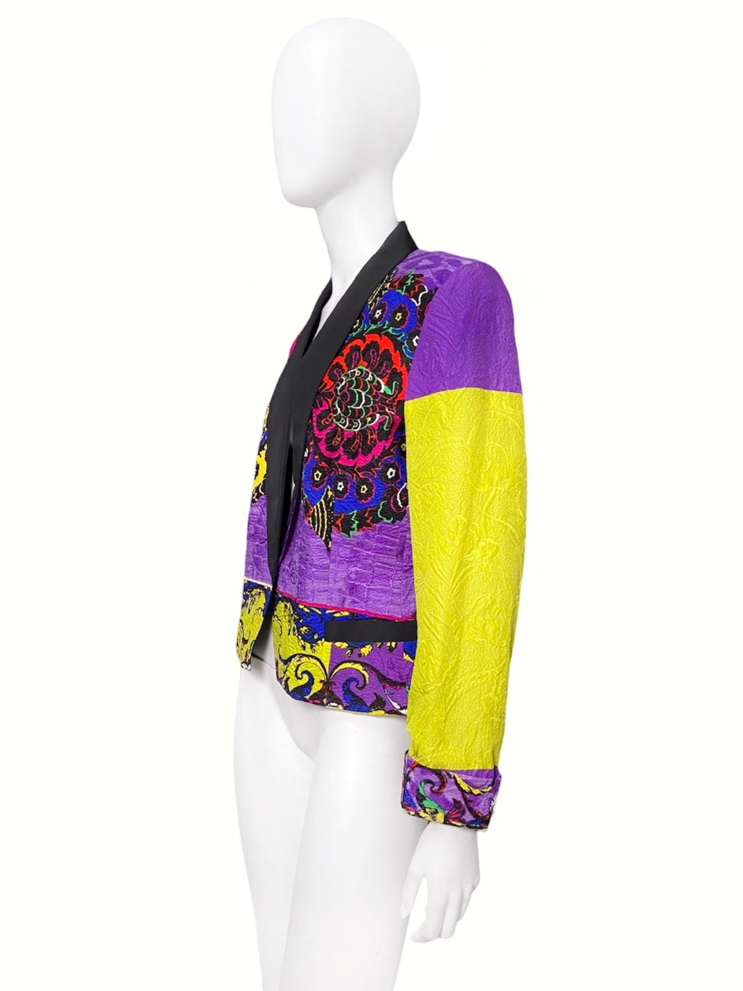 Gianni Versace Spring 1990 Colour Block Baroque Silk Blazer Jacket 44 - 3