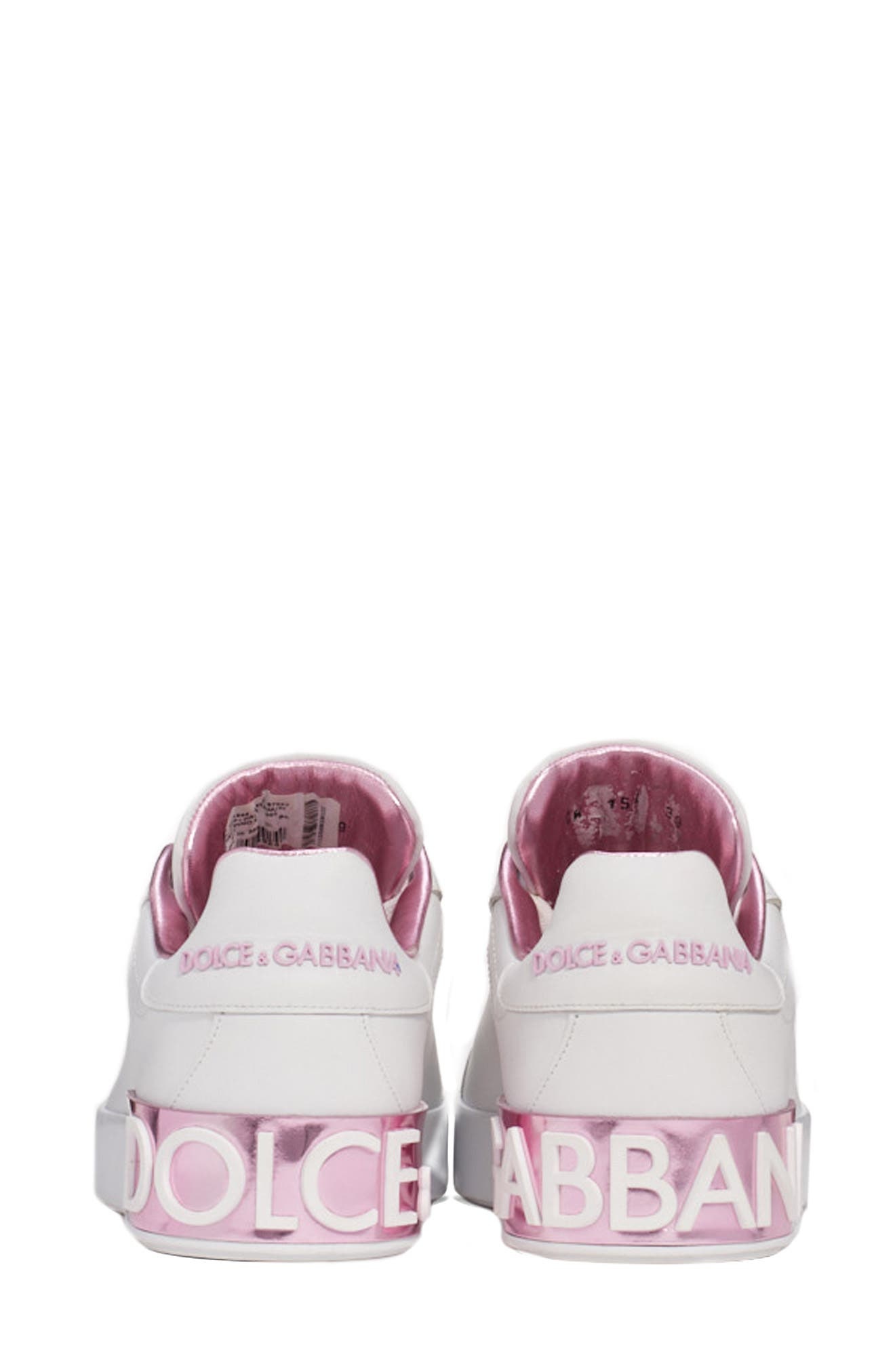 Dolce&Gabbana Portofino Platform Sneaker in White/Pink at Nordstrom - 8