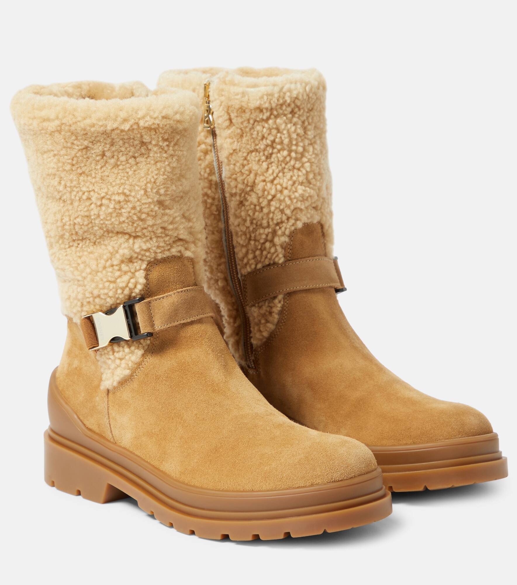 St. Moritz leather and shearling ankle boots - 1