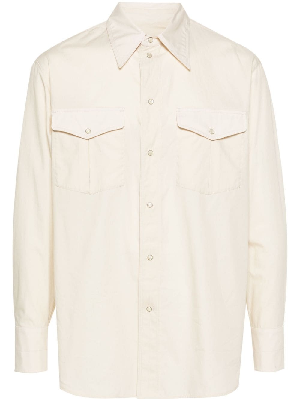 straight-collar cotton shirt - 1