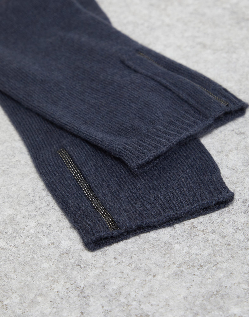 Brunello Cucinelli Cashmere knit gloves with monili outlook