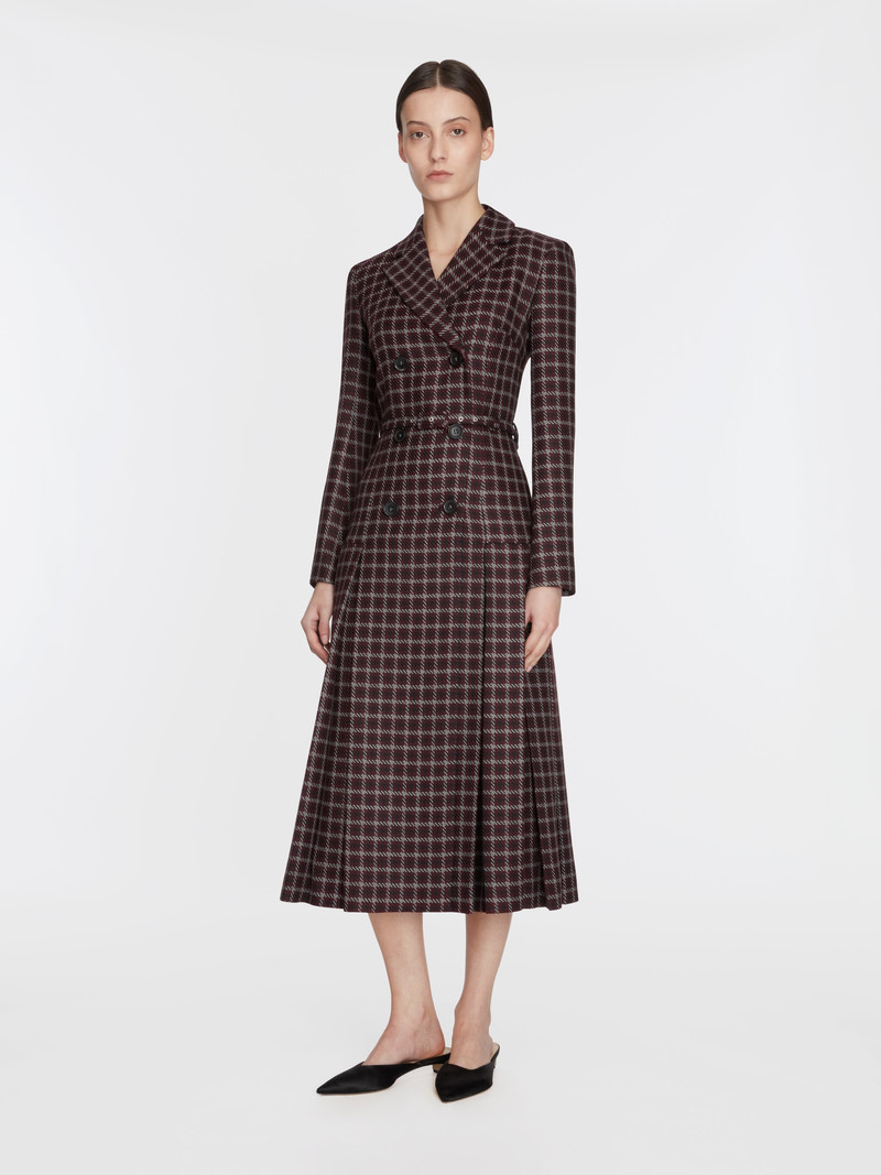 EMILIA WICKSTEAD Chaney Dress In Red & Black Shetland Houndstooth outlook