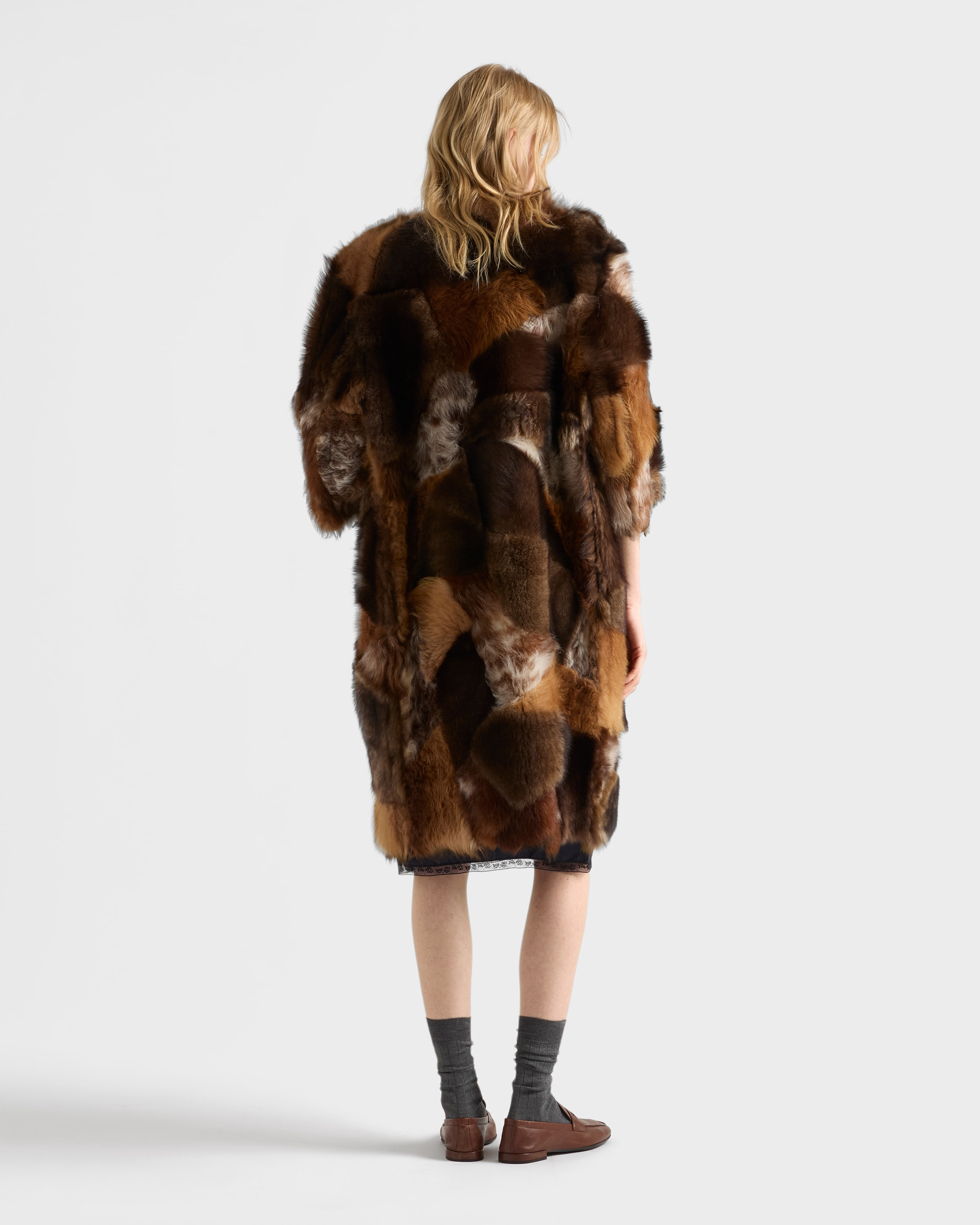 Patchwork shearling coat - 5
