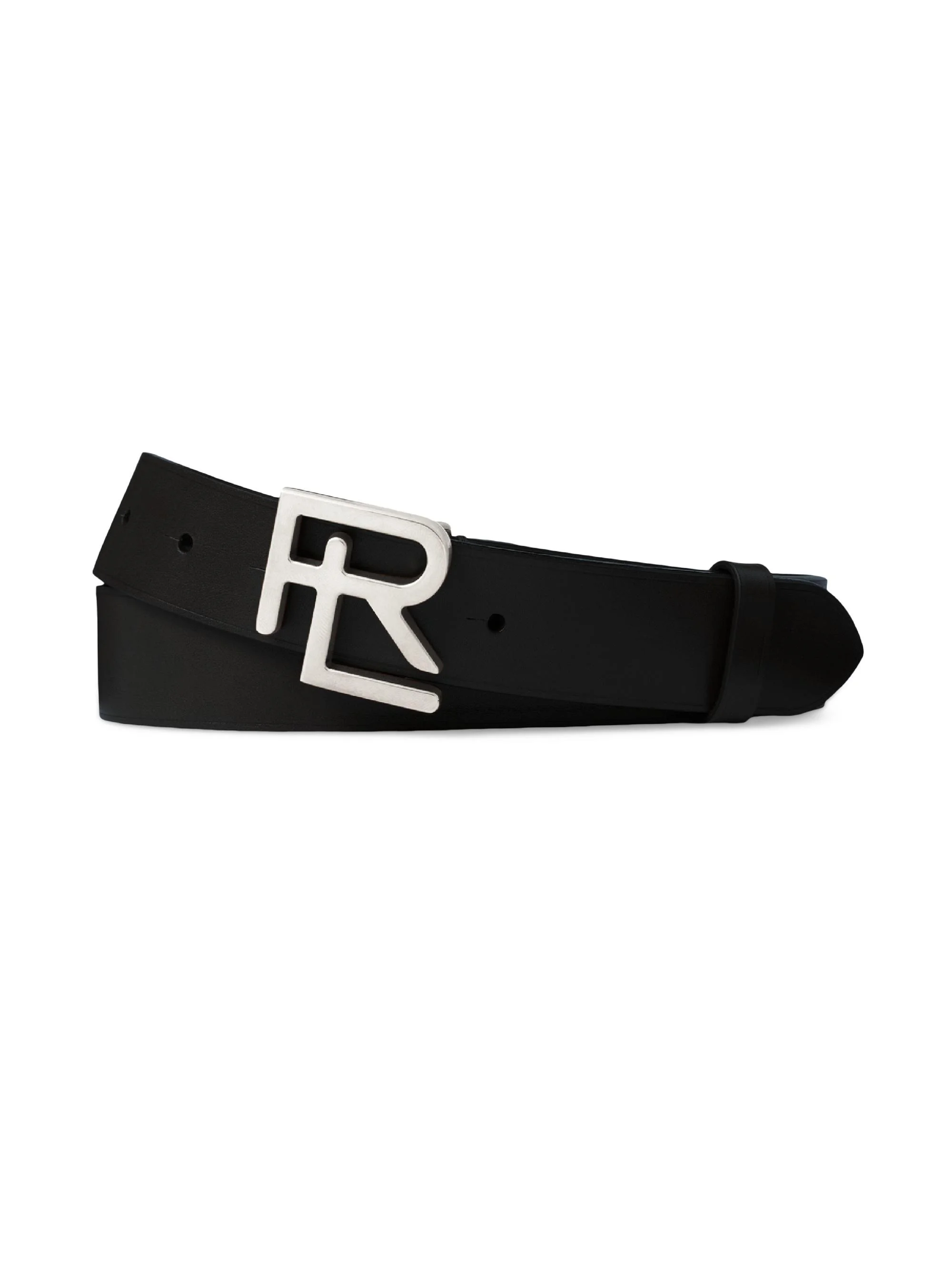 Men's Logo Leather Belt - Black - 1