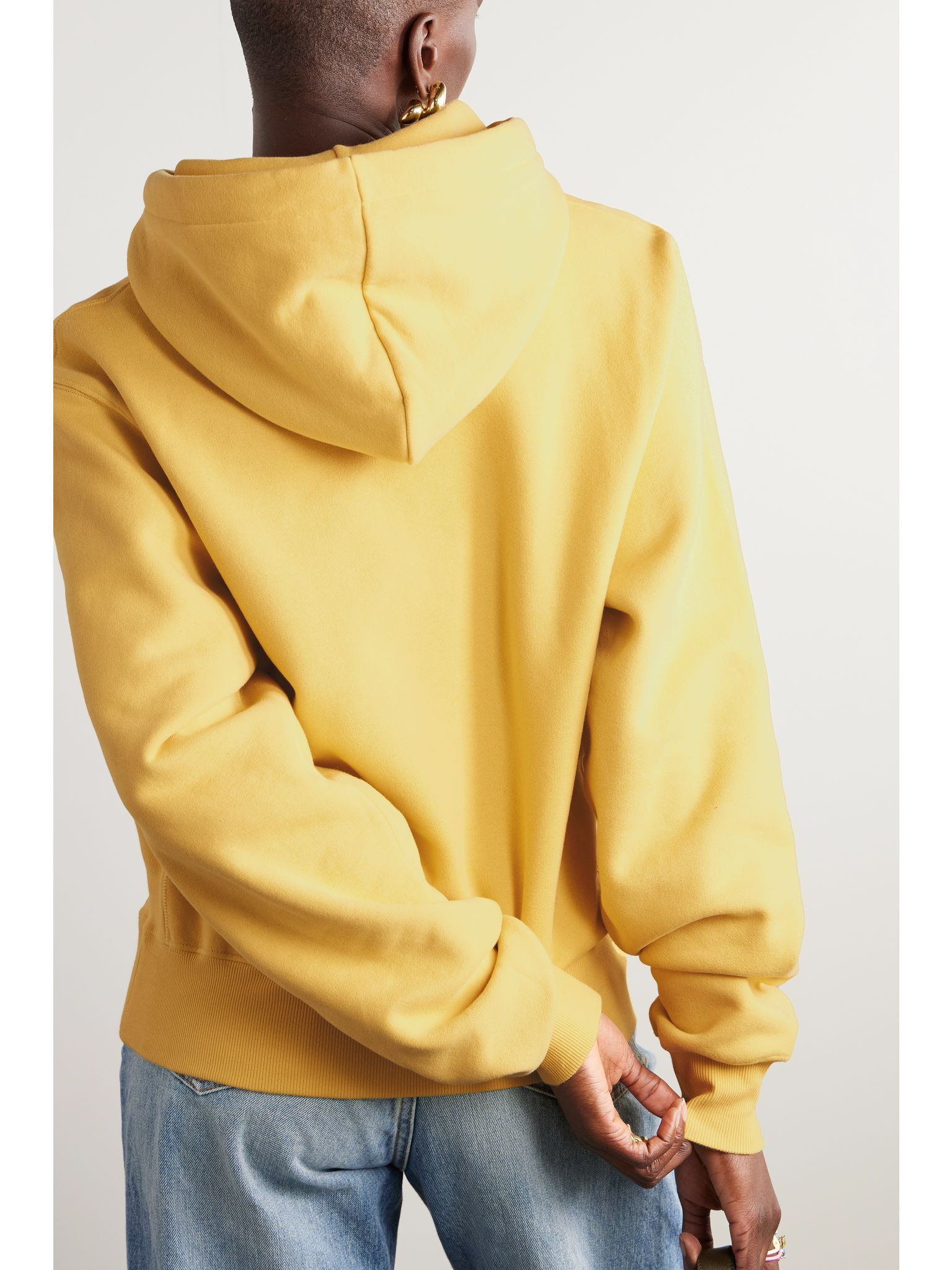 Embroidered cotton-jersey hoodie Yellow - 3
