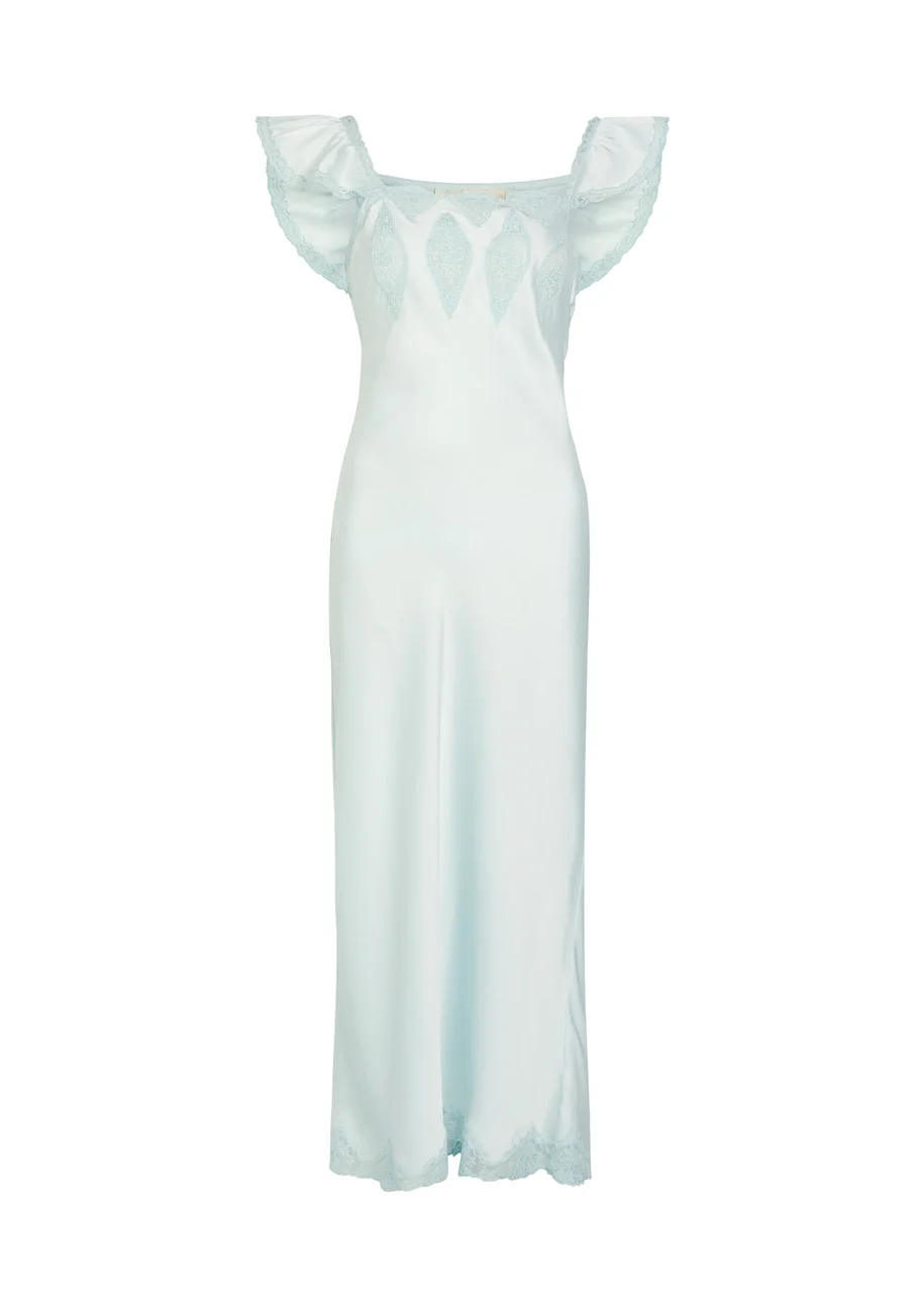 Loveshackfancy Karmine Lace-trim Satin Midi Dress - 1