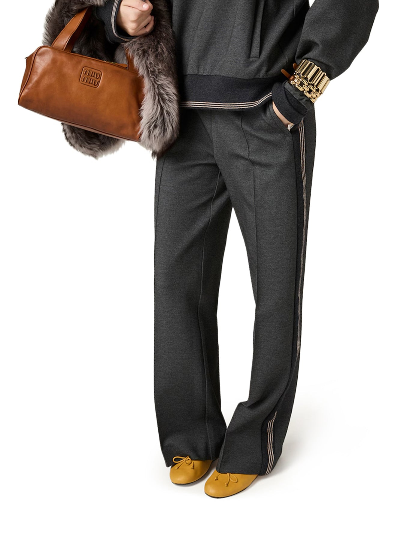 KNIT TROUSERS WITH FABRIC STITCH - 3