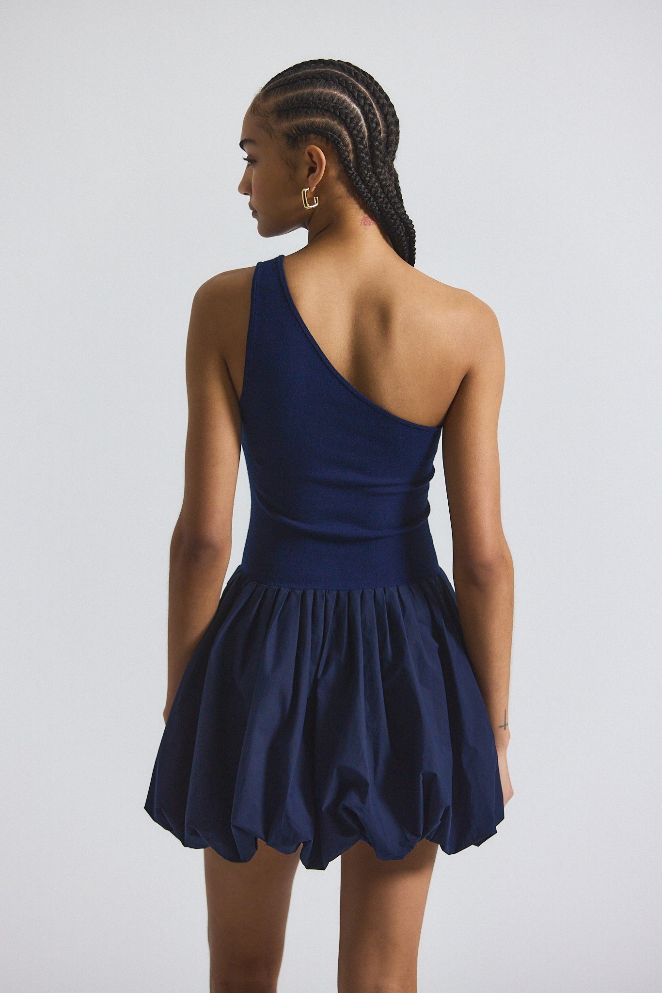 CALLA MIXED MEDIA COMPACT KNIT BALLOON DRESS - 4