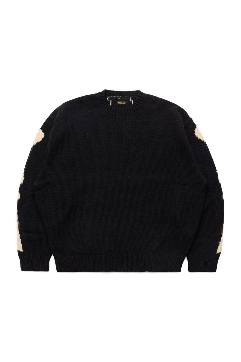 Kapital 5G Wool BONE Crew Sweater - Black outlook