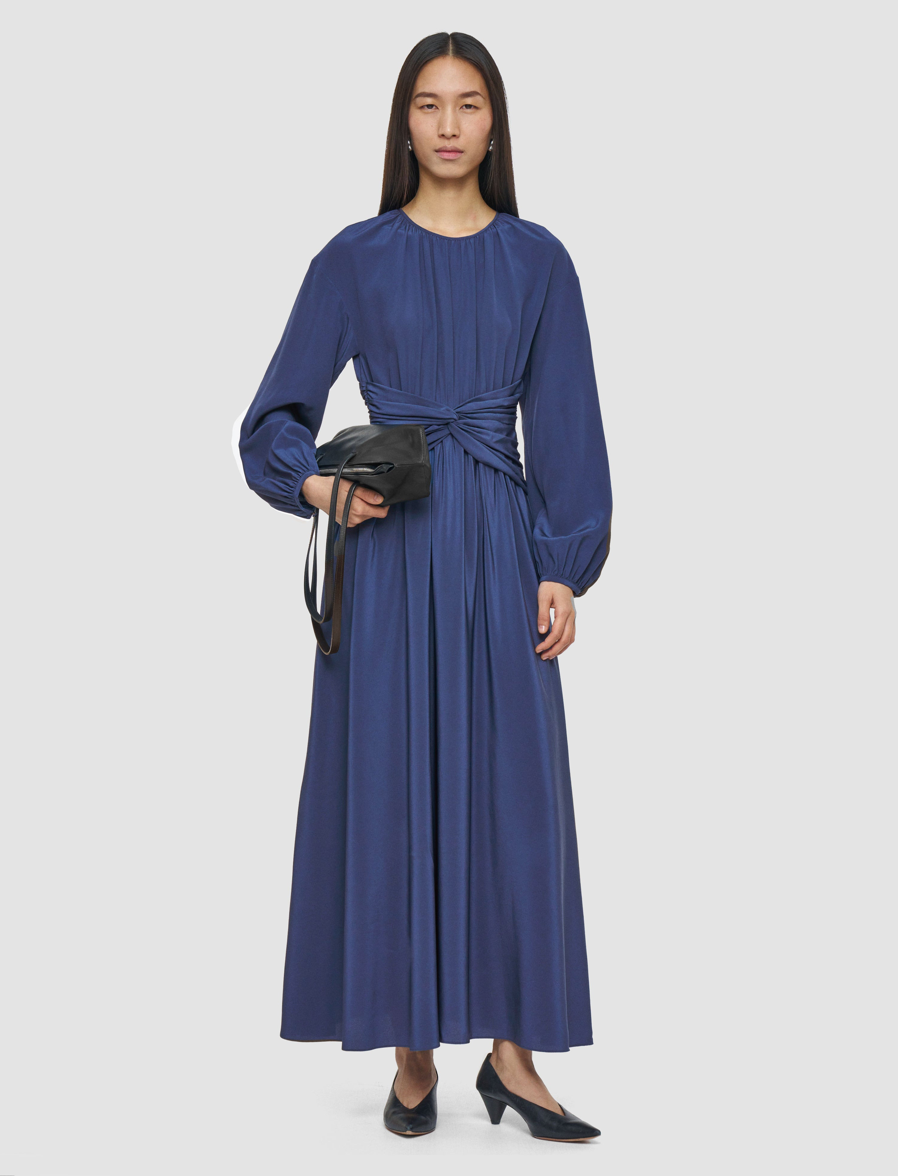 Leila Crepe de Soie Knot Silk Dress - 2