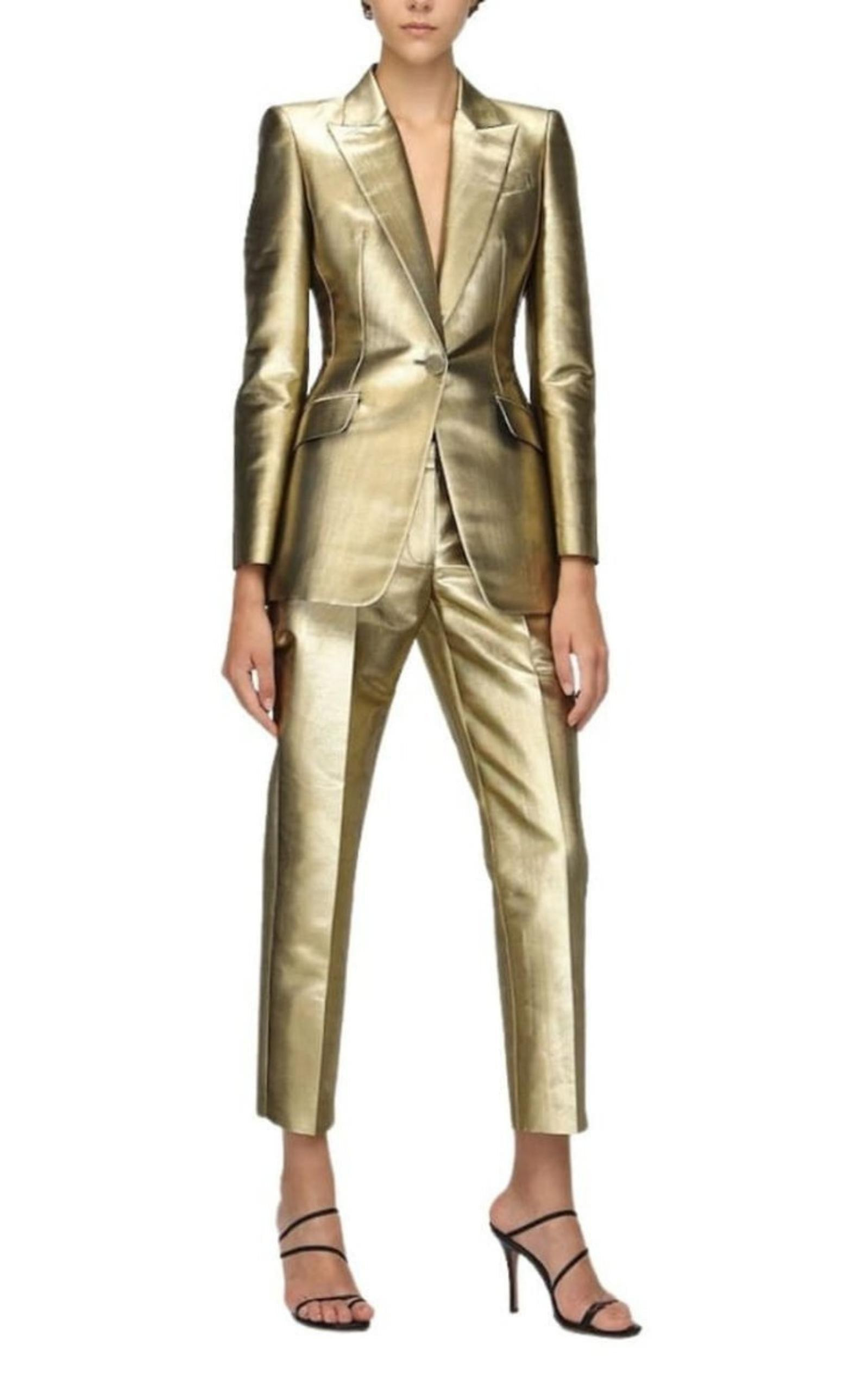Metallic Moire Cigarette Pants - 2