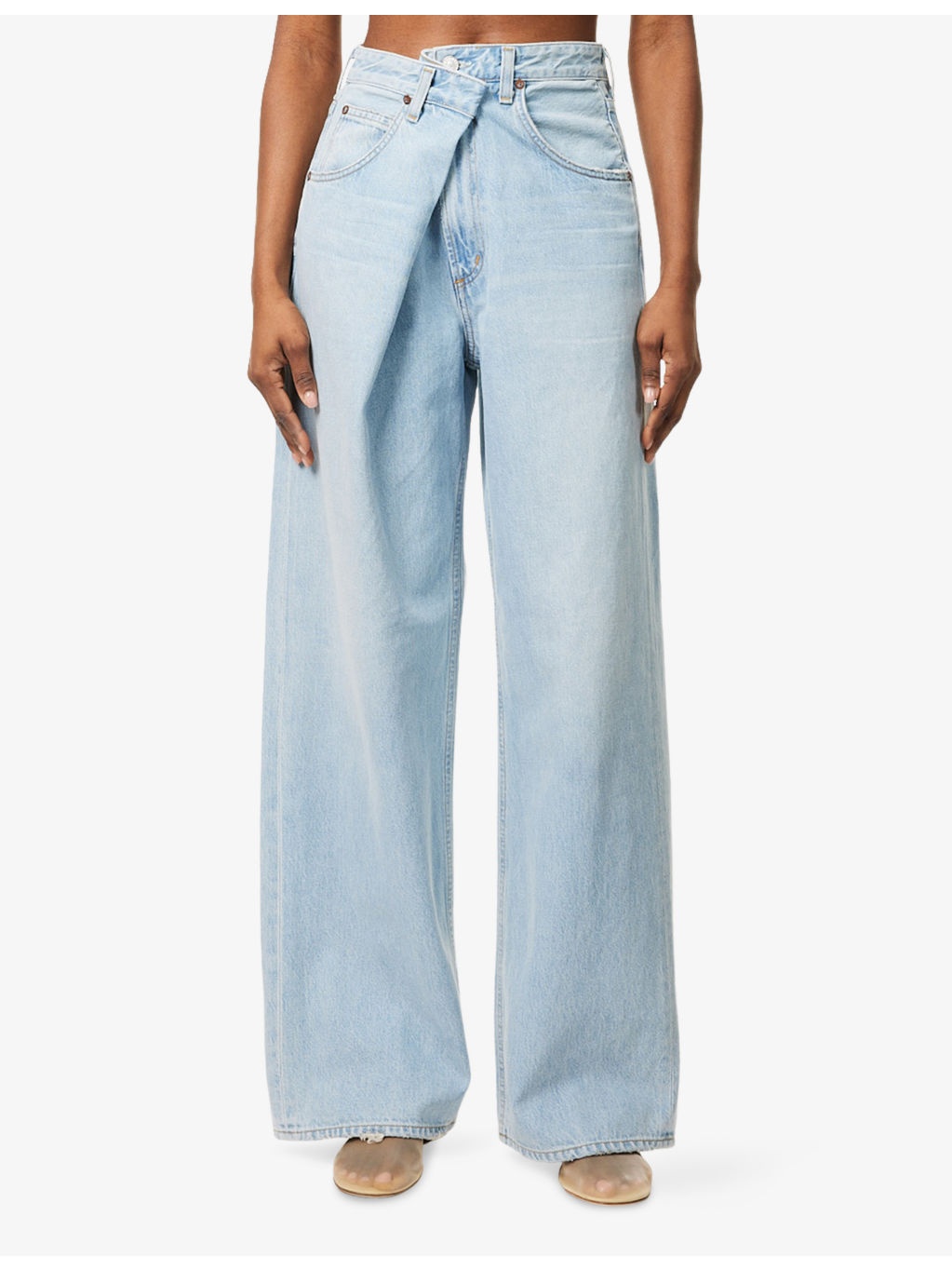 Vana Fold Wide-Leg Denim Jeans - 3