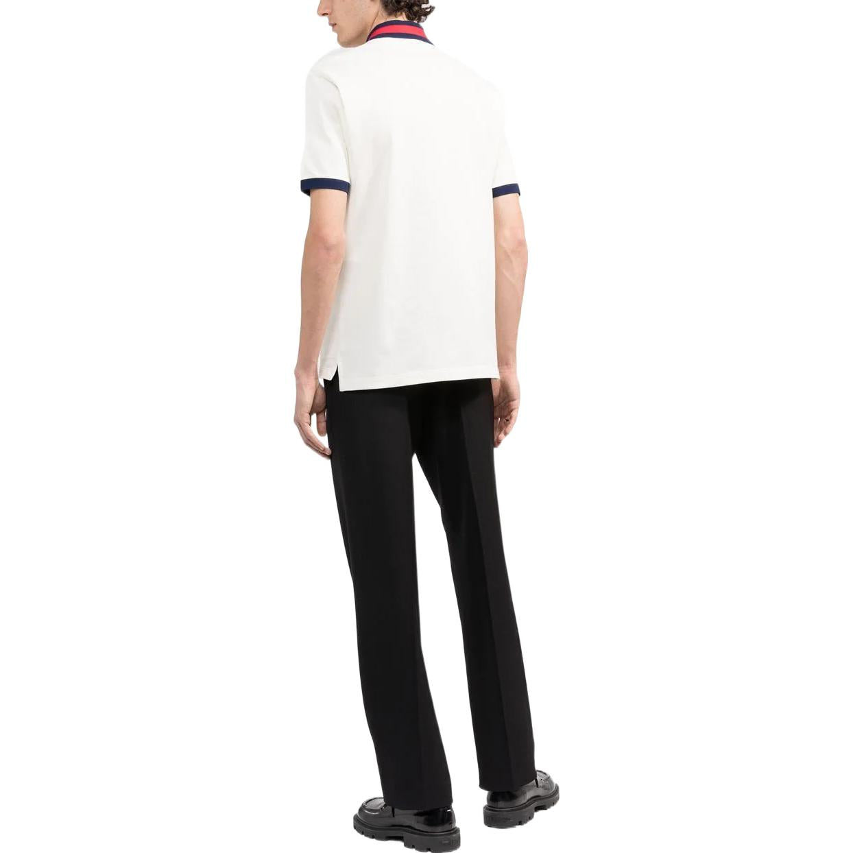 Gucci Cotton Piquet Polo With Web Collar 'Ivory' 701735-XJELJ-9750 - 3