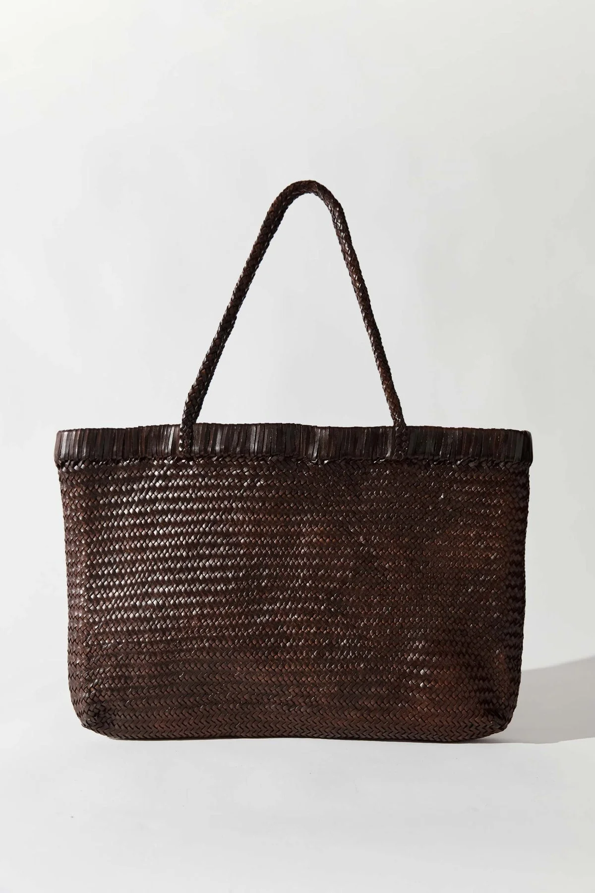 Wide Bagu Woven Tote - Chocolate - 1