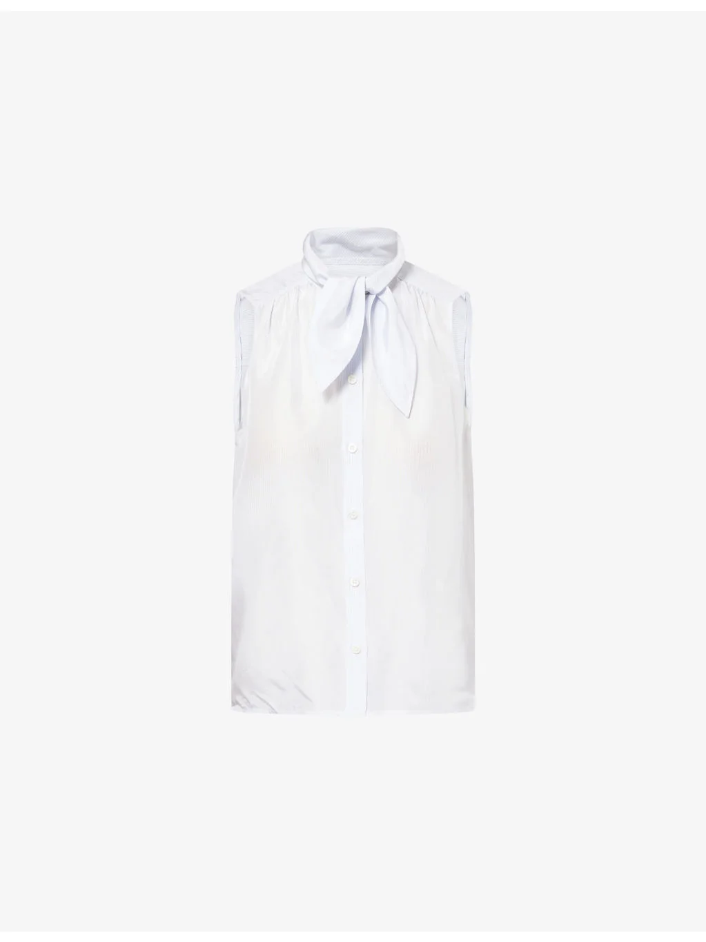 Novelist Neck-Tie Silk Tank Shirt - 1