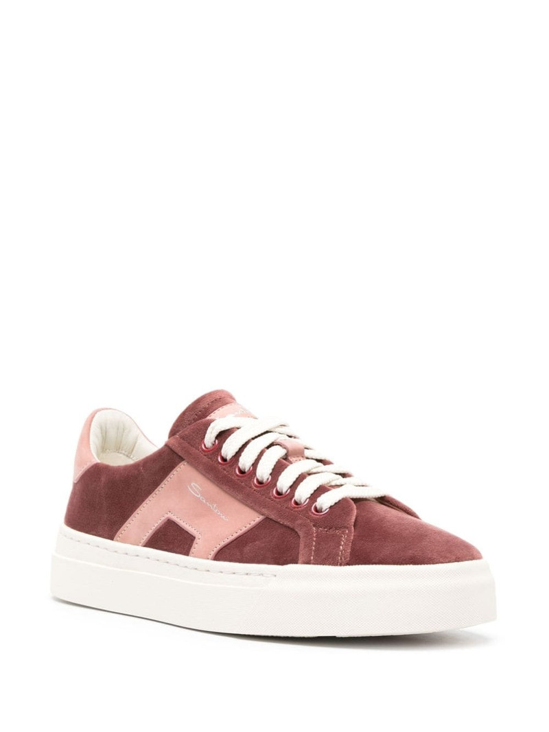 Santoni logo-print suede sneakers outlook