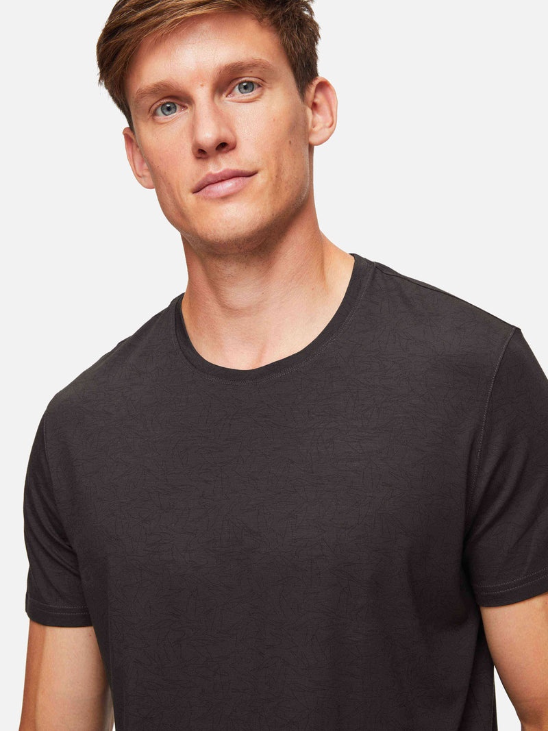 Men's T-Shirt London 9 Bird Print Micro Modal Black - 2