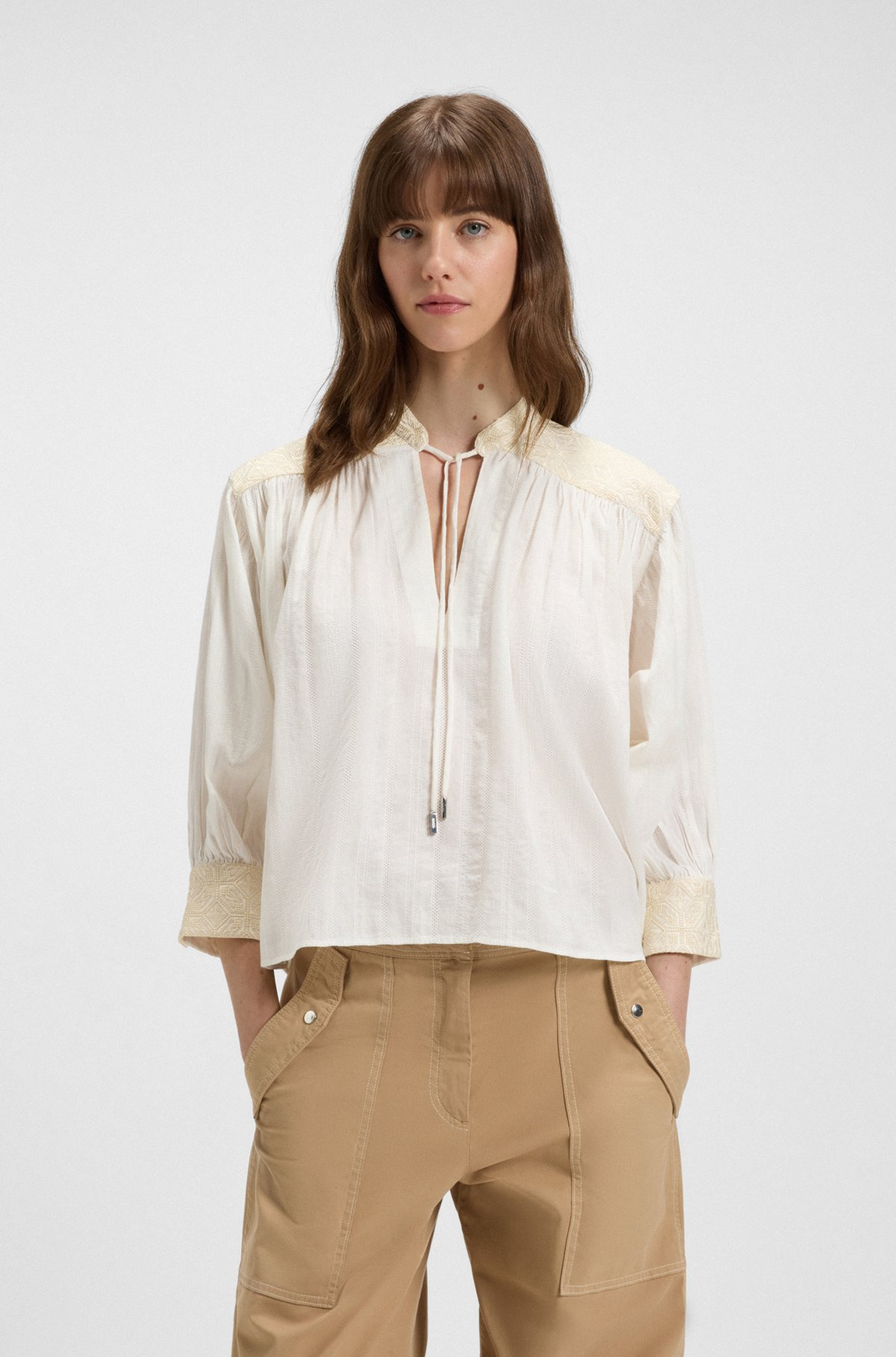 REGULAR-FIT BLOUSE IN DOBBY COTTON VOILE - 2