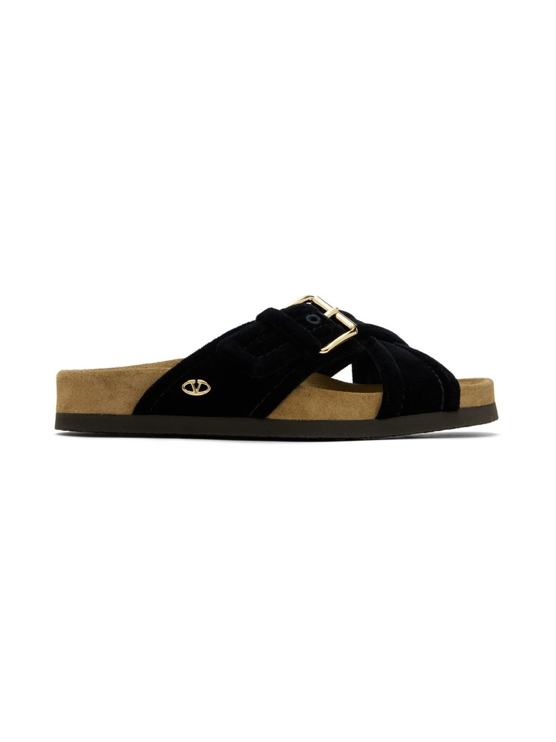 Black Fussfriend Velvet Sandals 1