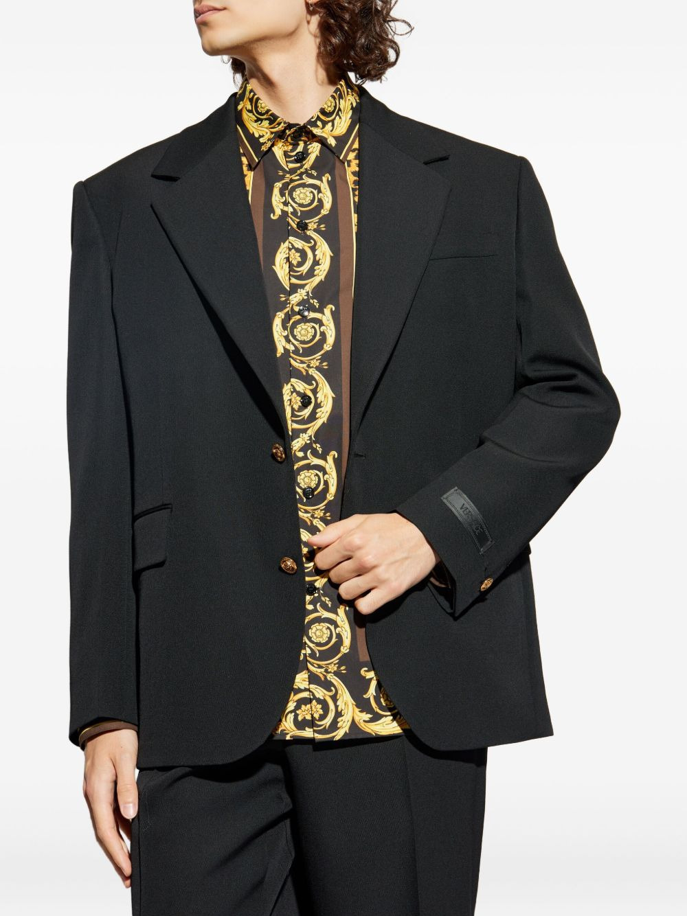 gold-button wool blazer - 3