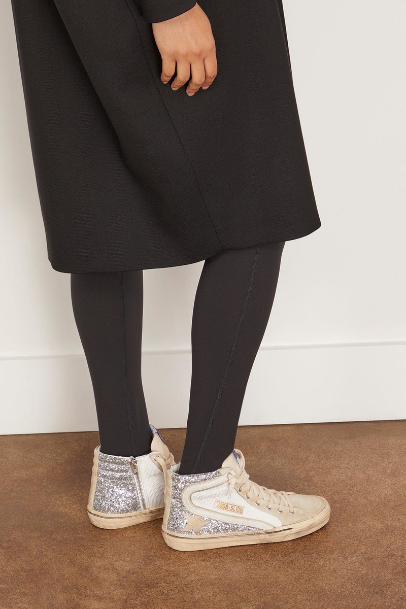 Golden Goose Slide Sneaker in Silver/White/Marble outlook