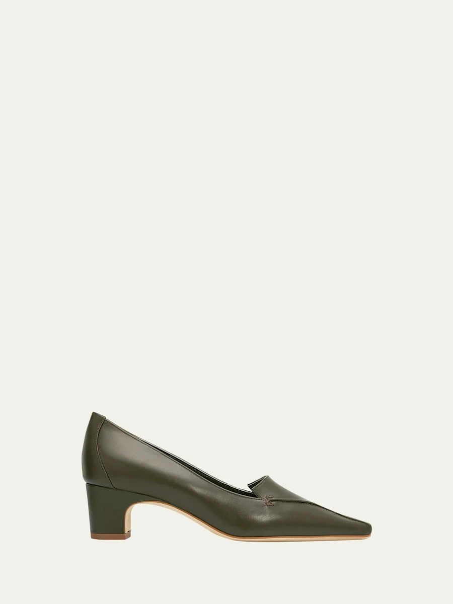 50mm Cleofelo Low-Heel Leather Pumps - 1