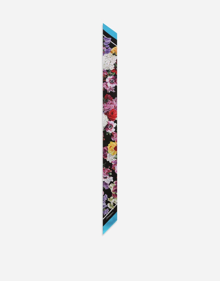 Hydrangea-print twill headscarf - 4