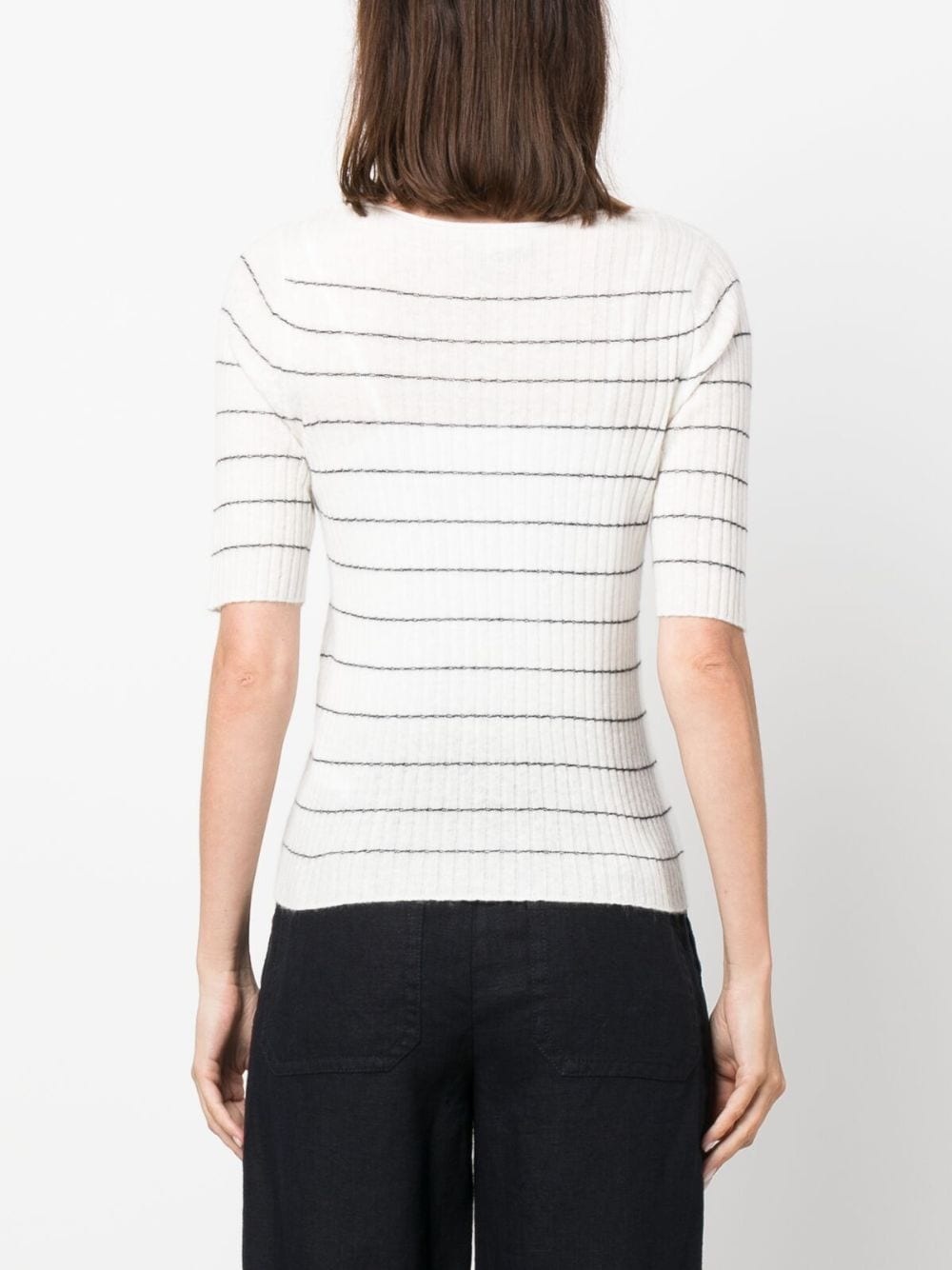 boat-neck striped knitted top - 4