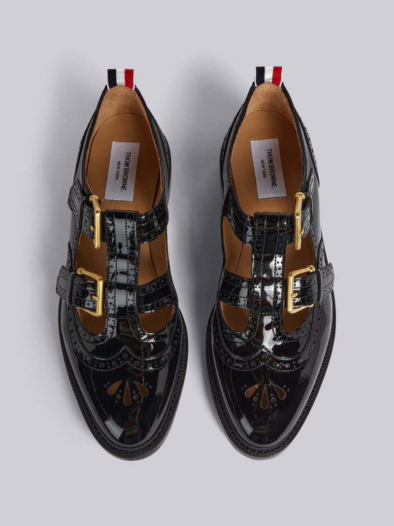 Black Soft Patent Leather Brass Buckle 2-strap Thom John Shoe 4