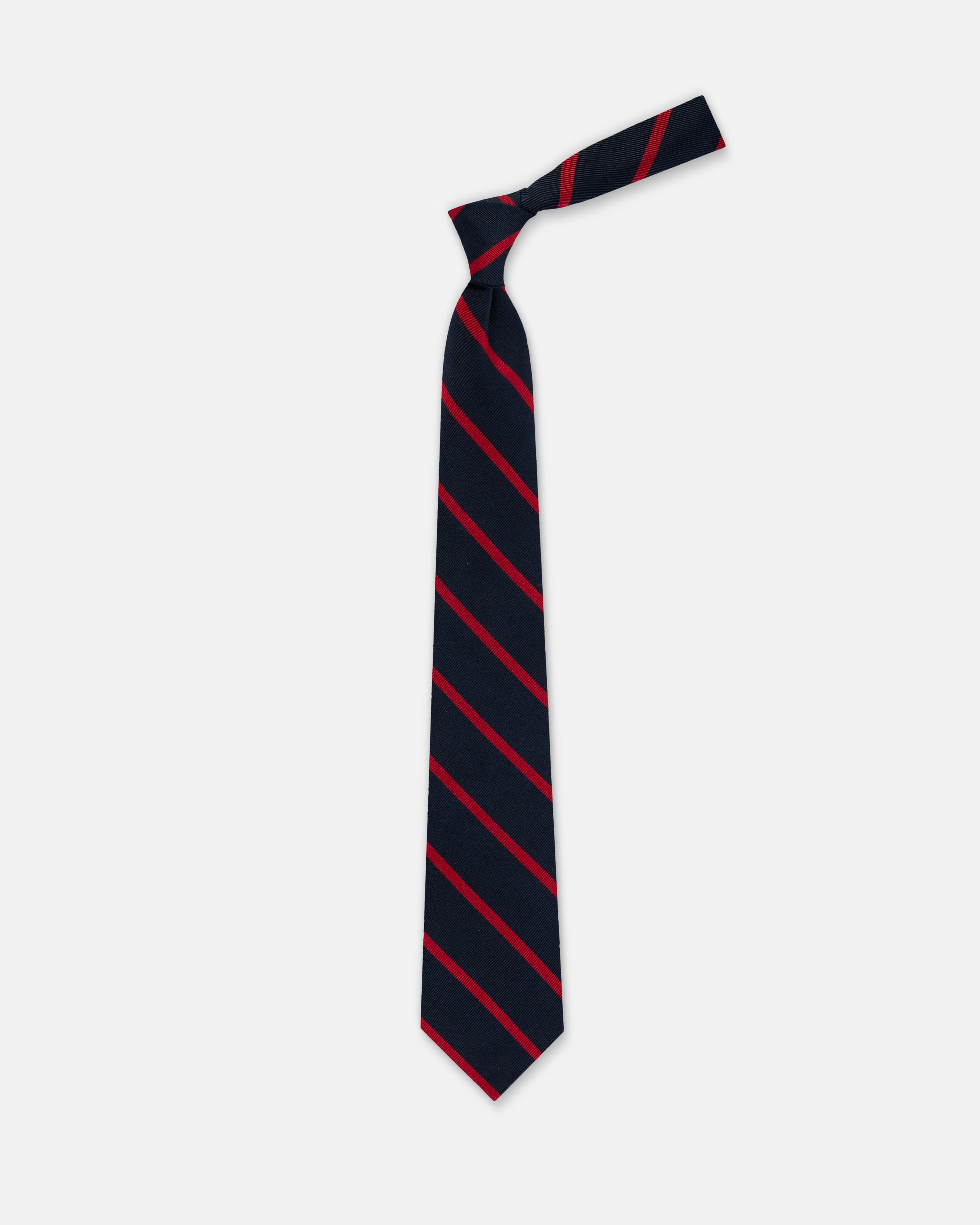 MADE-IN-USA NAVY & RED BAR STRIPE REPP TIE - 1