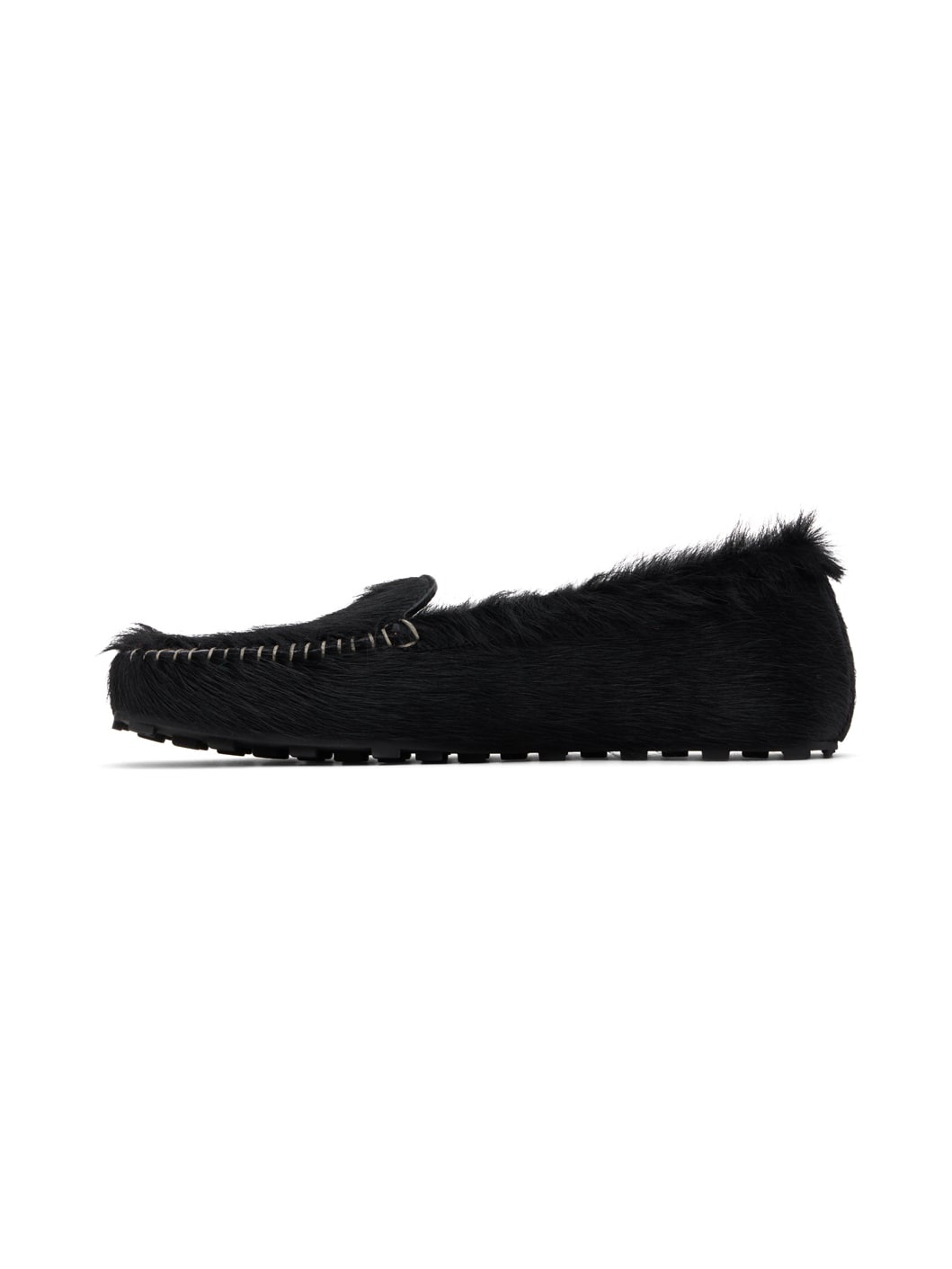 Black Calf-Hair Moc Loafers - 3