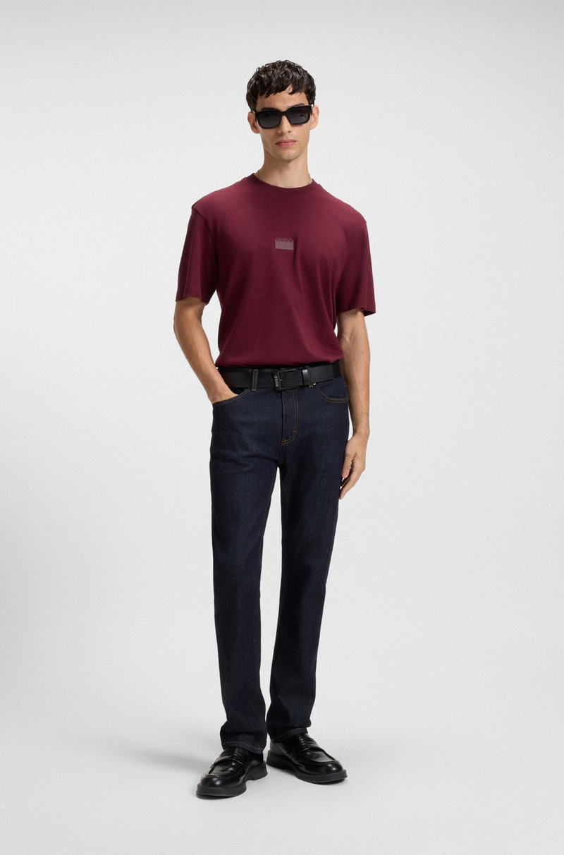 HUGO COTTON-JERSEY T-SHIRT WITH SPLIT LOGOS outlook