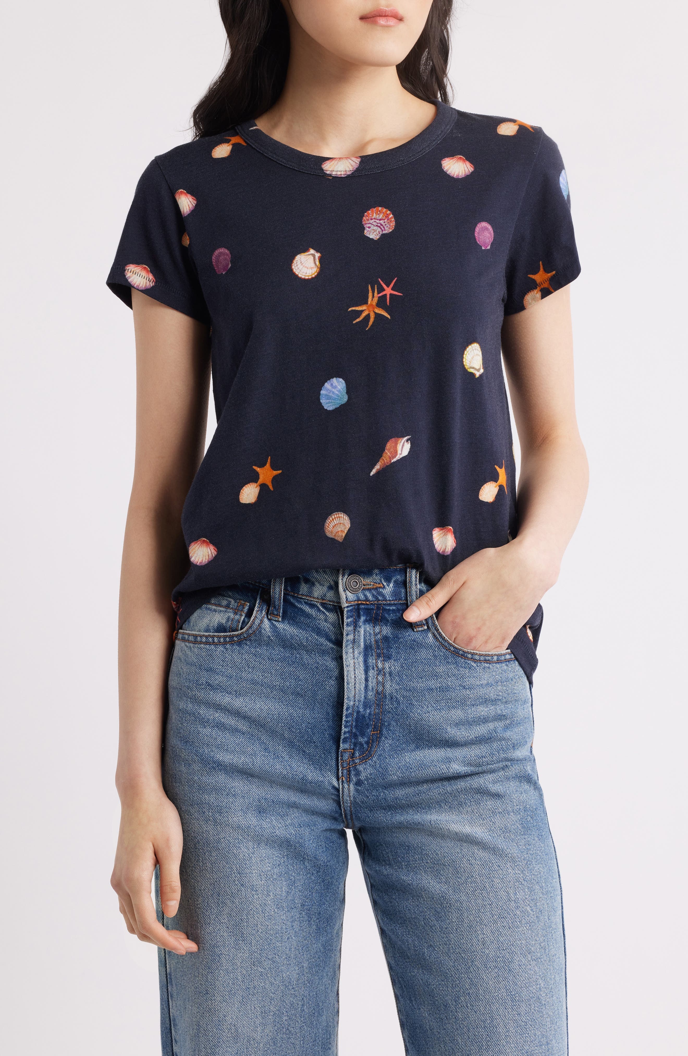 rag & bone Seashell Print Cotton T-Shirt in Salmt at Nordstrom - 1