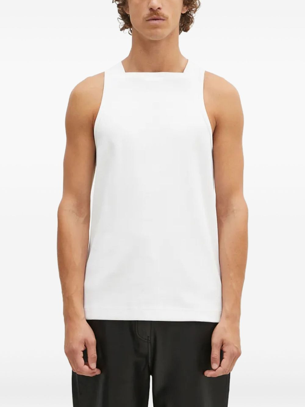 square-neck ribbed tank-top - 1