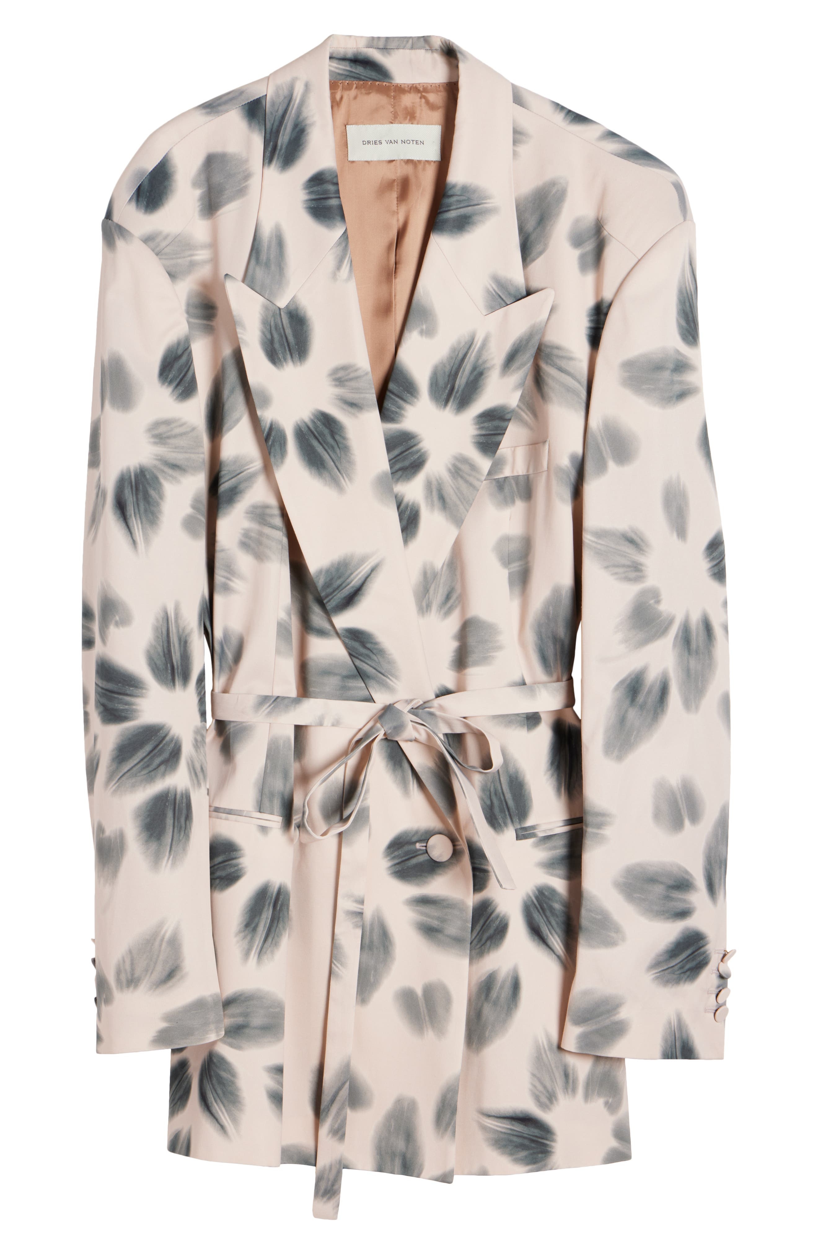 Dries Van Noten Blessy Floral Print Belted Double Breasted Blazer in Blush at Nordstrom - 7